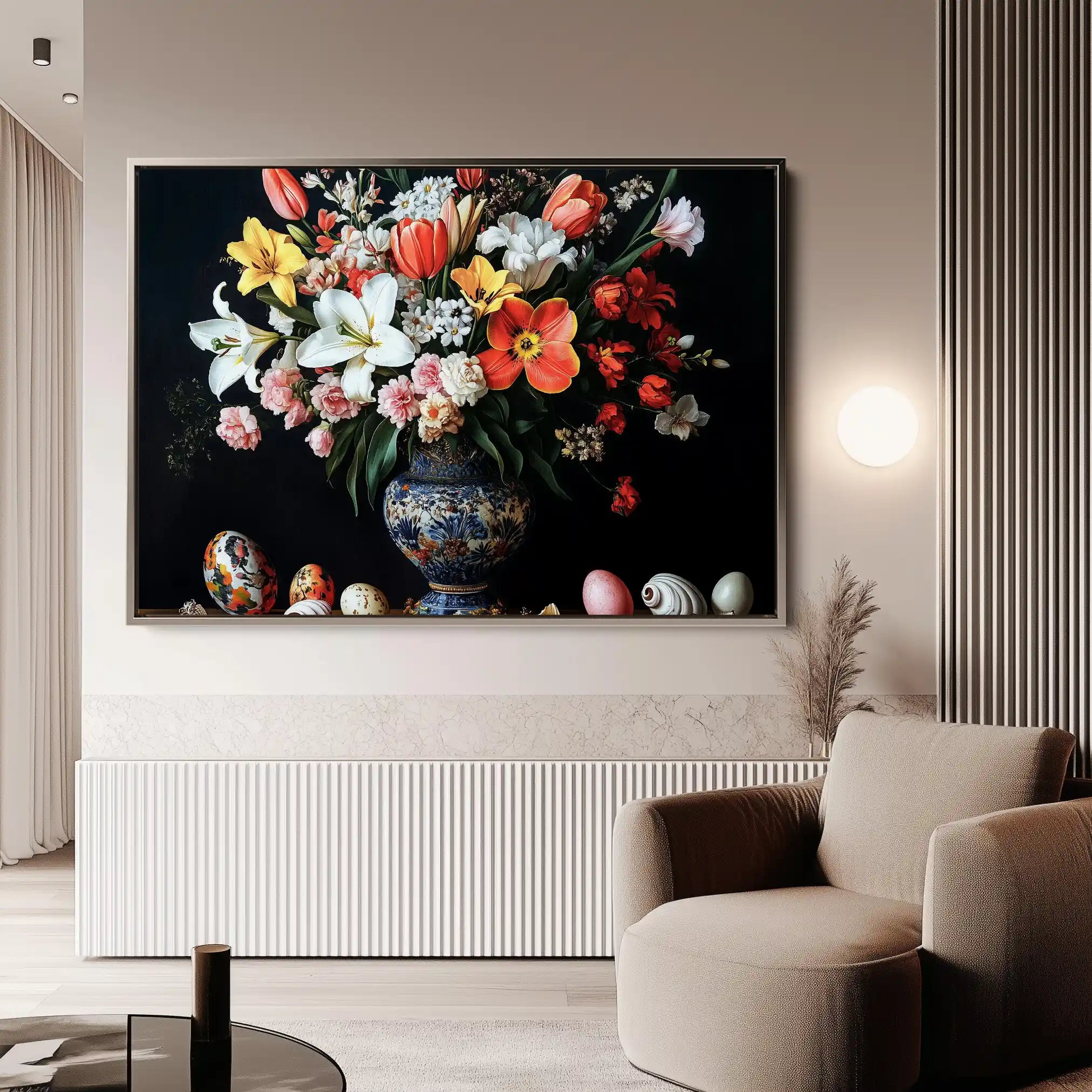 Floral 1074 Canvas Art 60 x 40 cm / Black