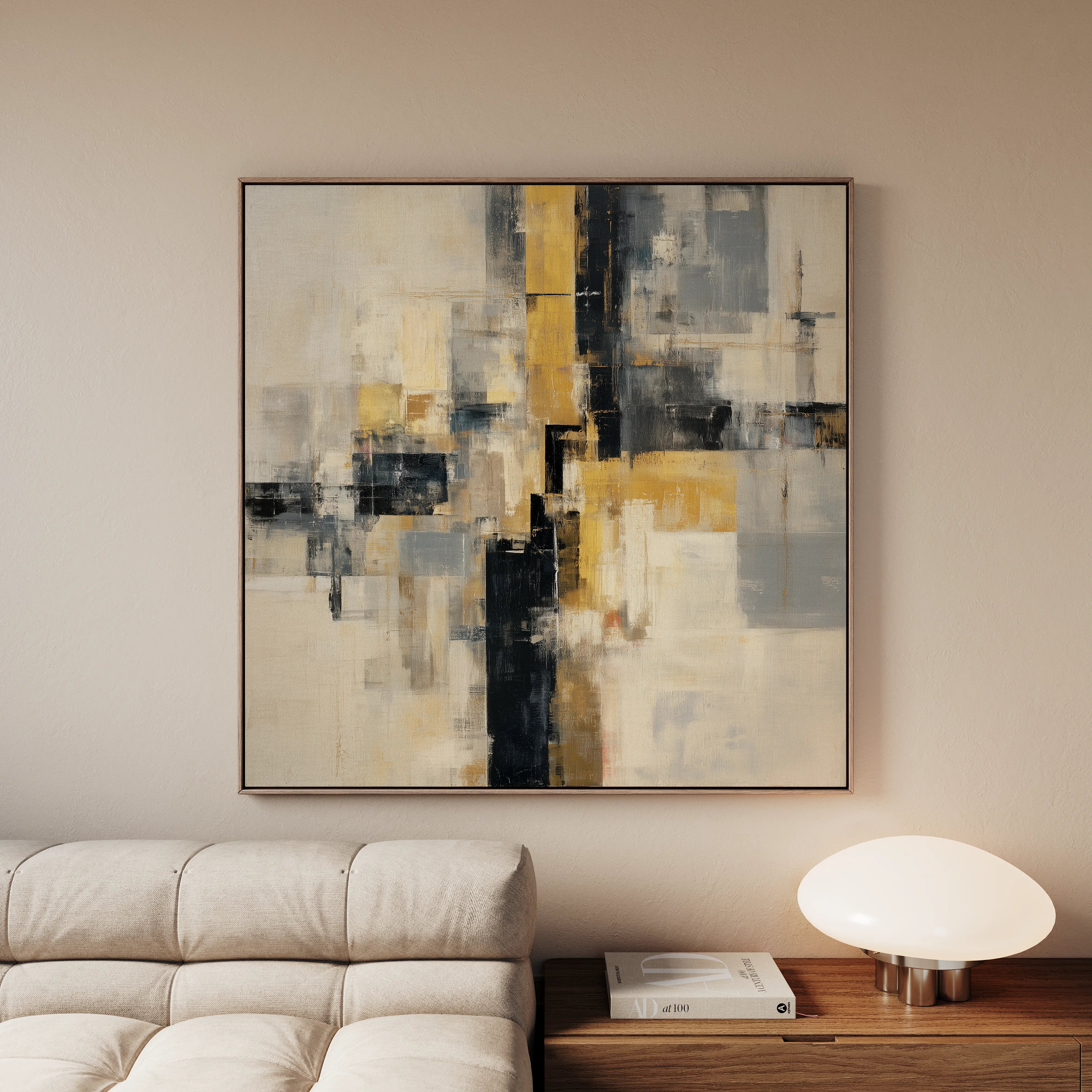 Abstract 1075 Canvas Art 16" x 16" / 40 x 40 cm / Black