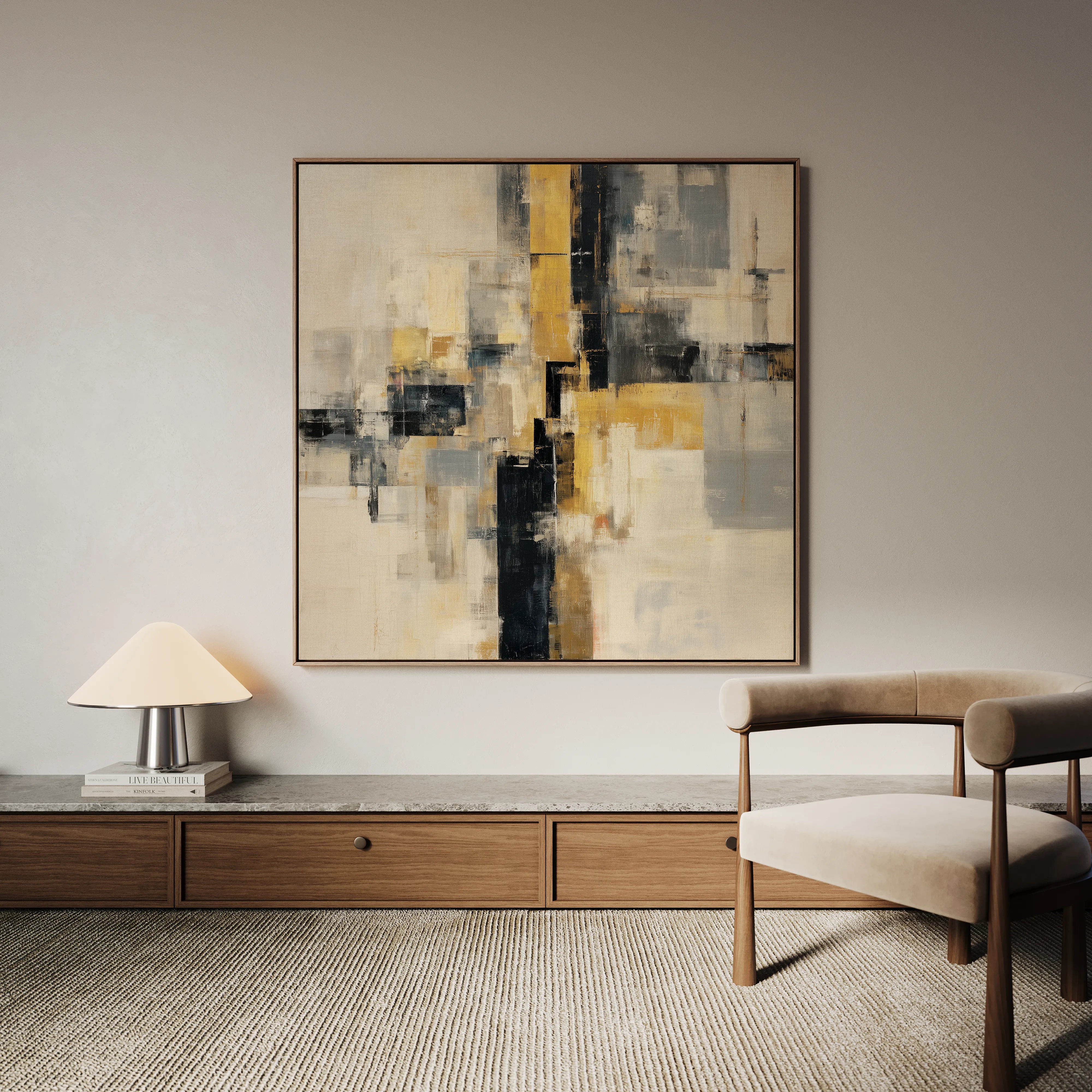 Abstract 1075 Canvas Art 16" x 16" / 40 x 40 cm / Black