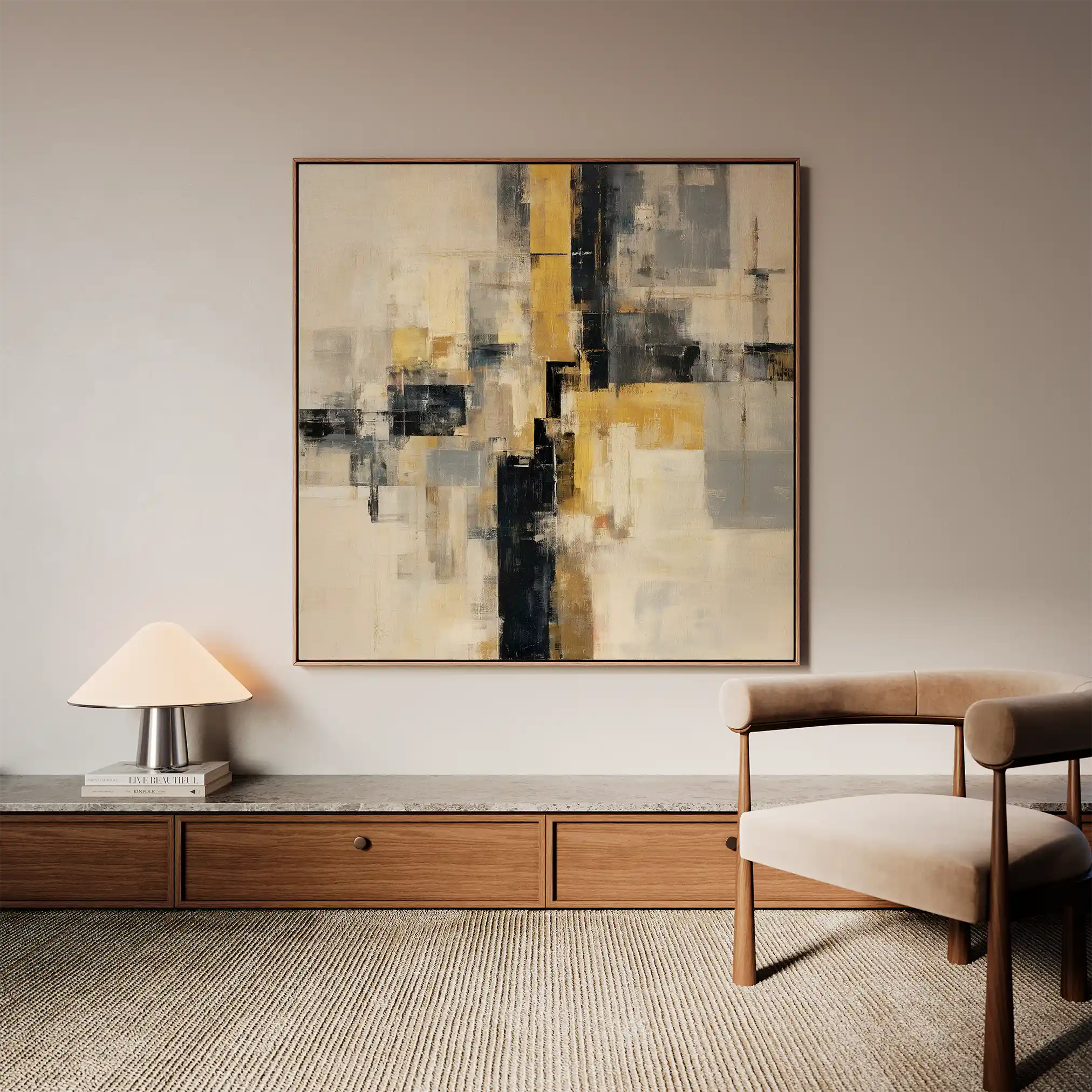 Abstract 1075 Canvas Art 60 x 60 cm / Black