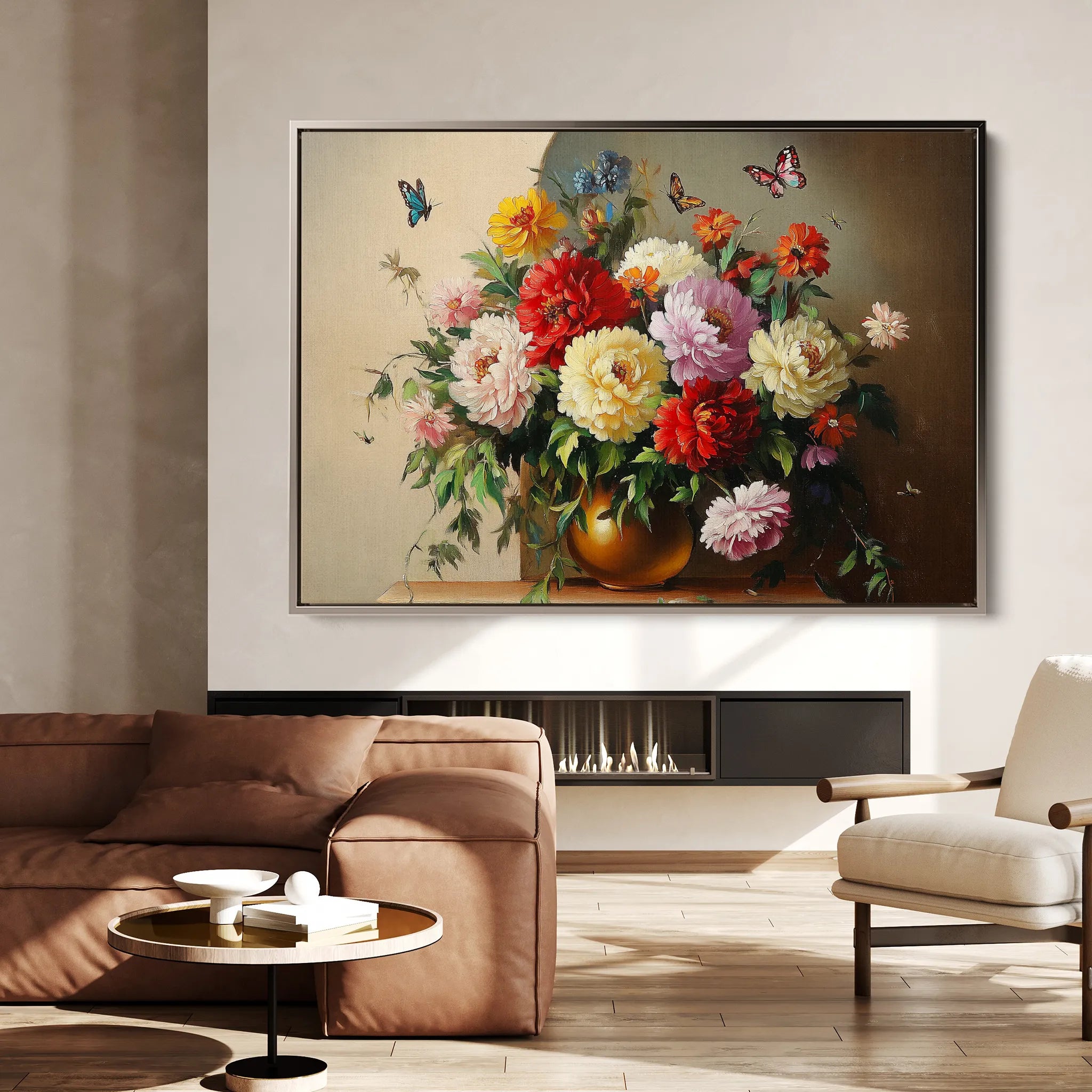 Floral 1075 Canvas Art 18" x 24" / 45 x 60 cm / Black