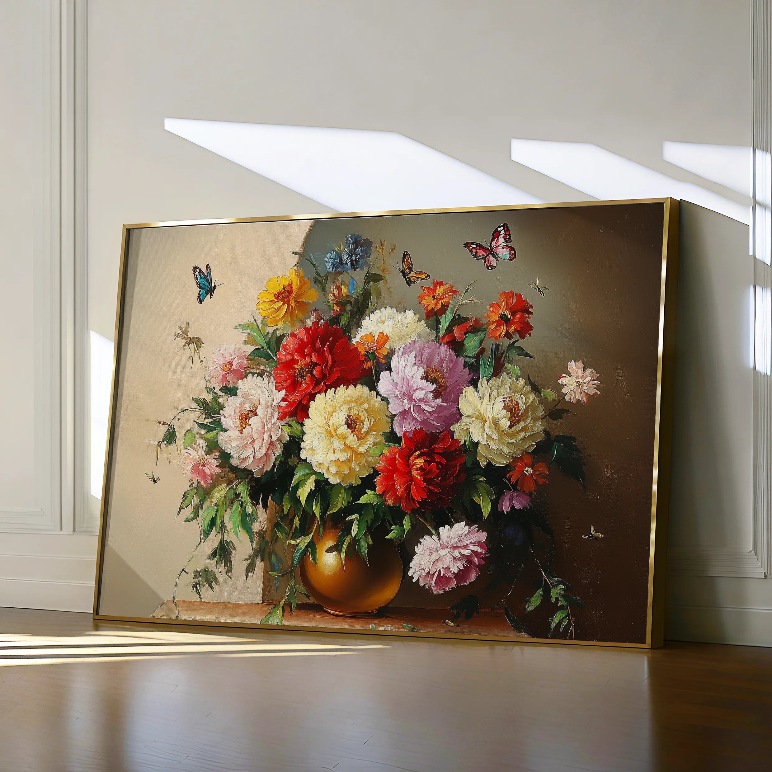 Floral 1075 Canvas Art 18" x 24" / 45 x 60 cm / Black
