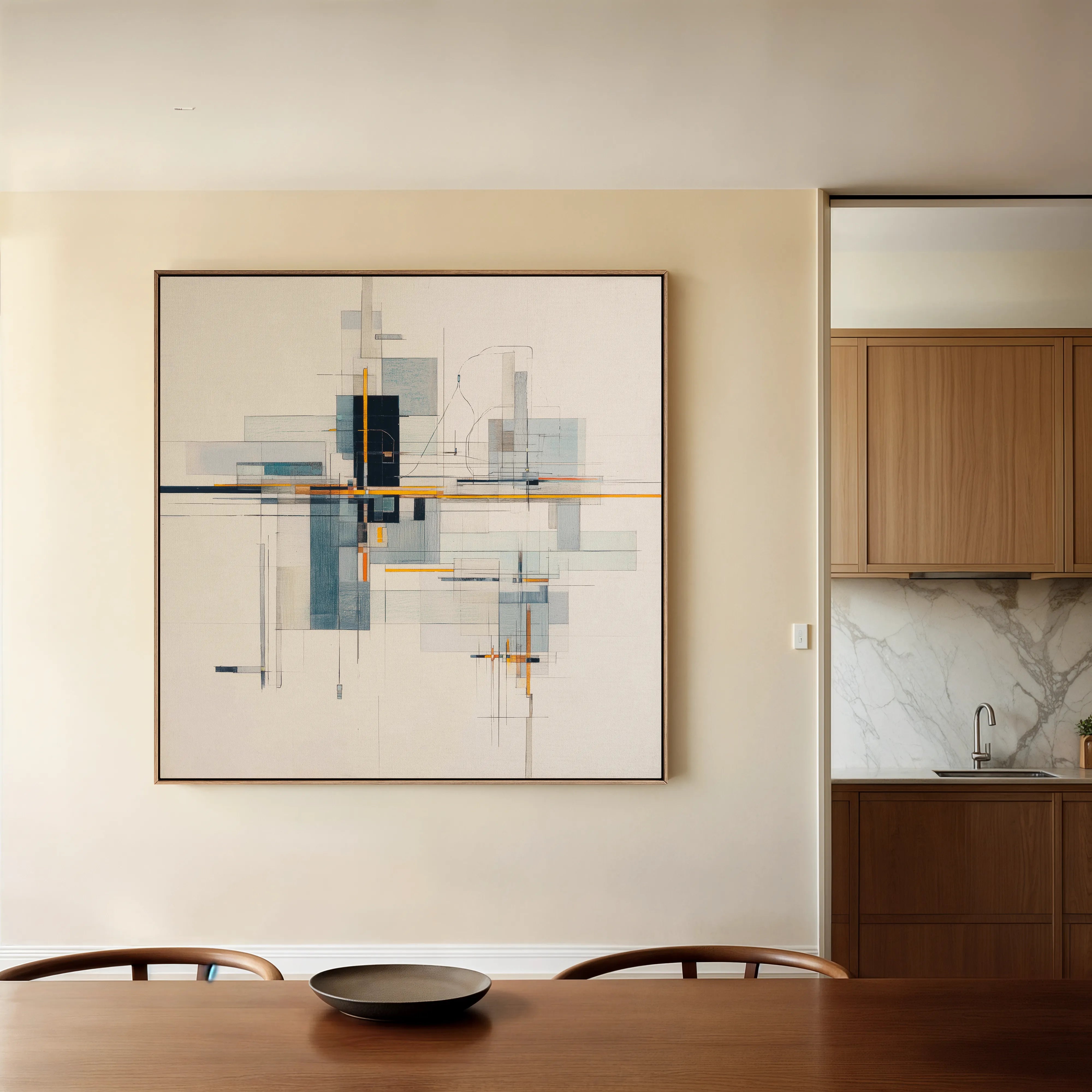 Abstract 1076 Canvas Art 16" x 16" / 40 x 40 cm / Black