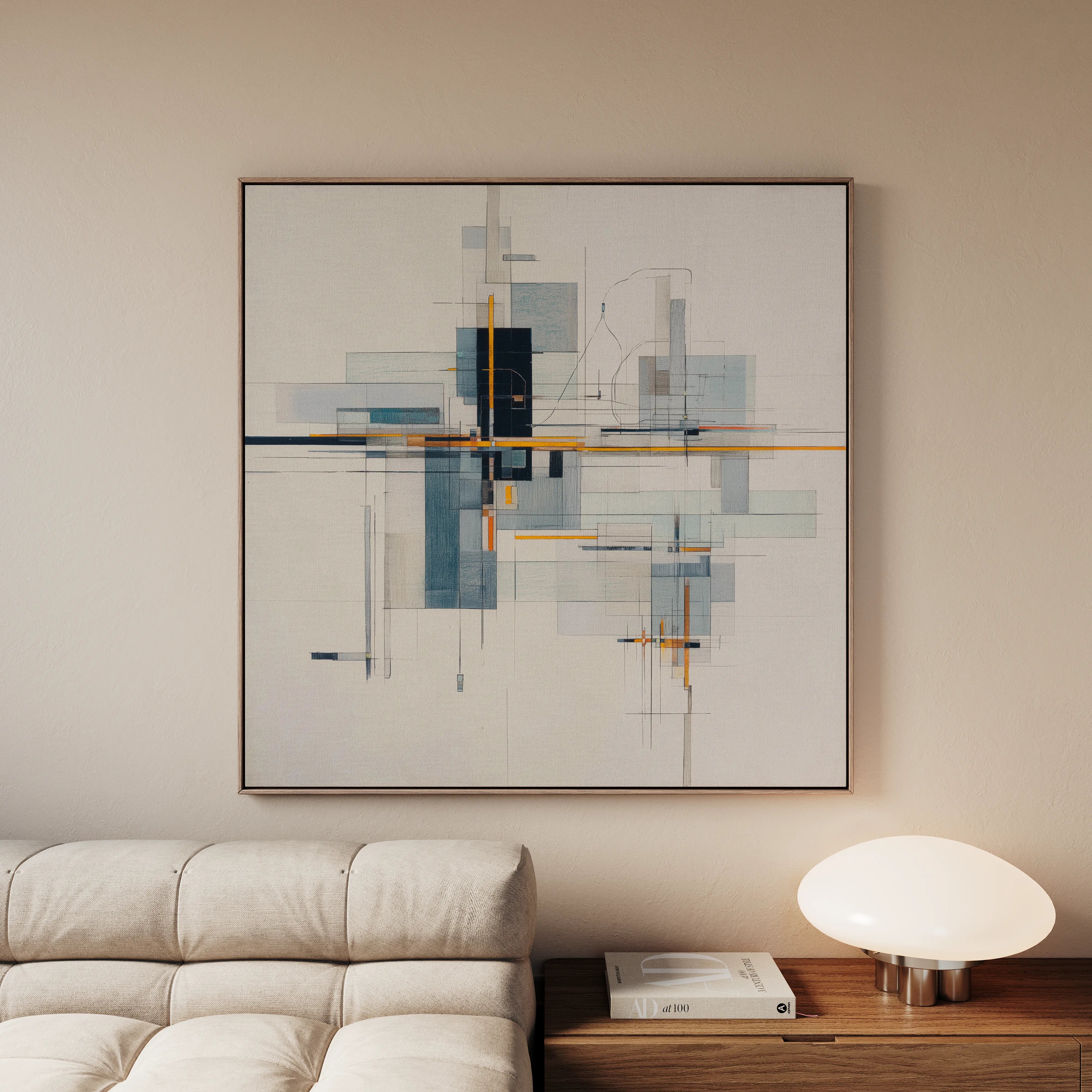 Abstract 1076 Canvas Art 16" x 16" / 40 x 40 cm / Black