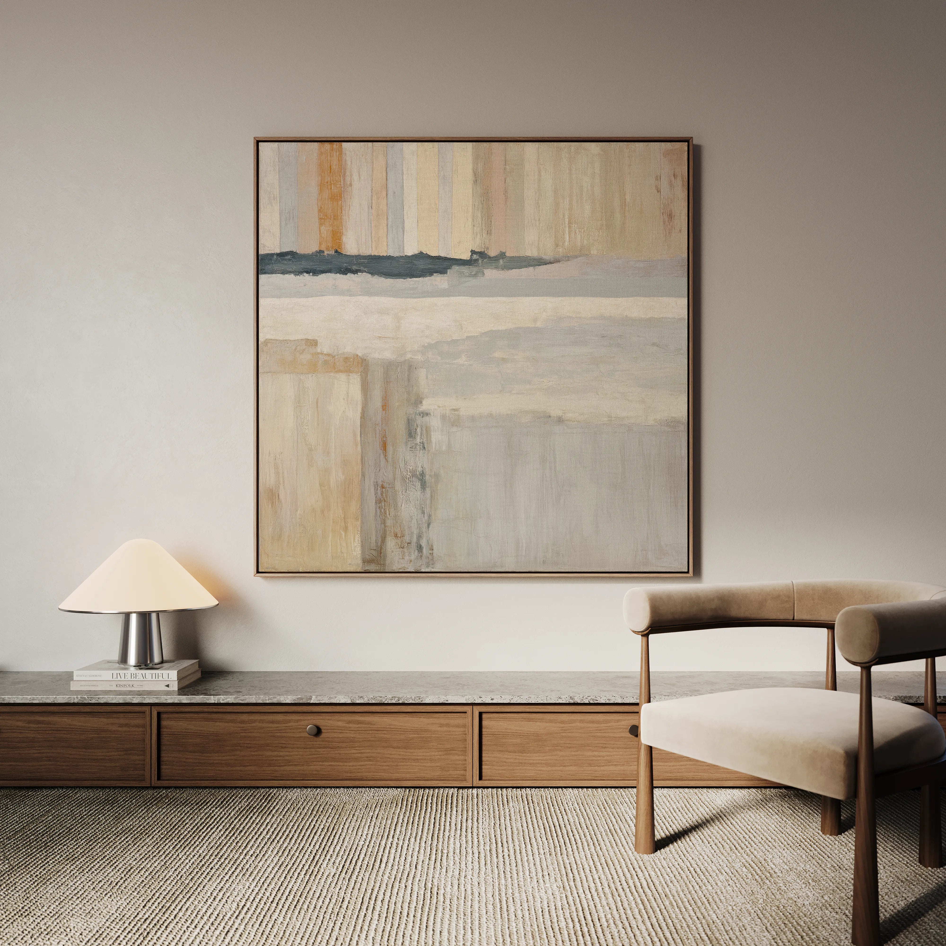Abstract 1077 Canvas Art 16" x 16" / 40 x 40 cm / Black