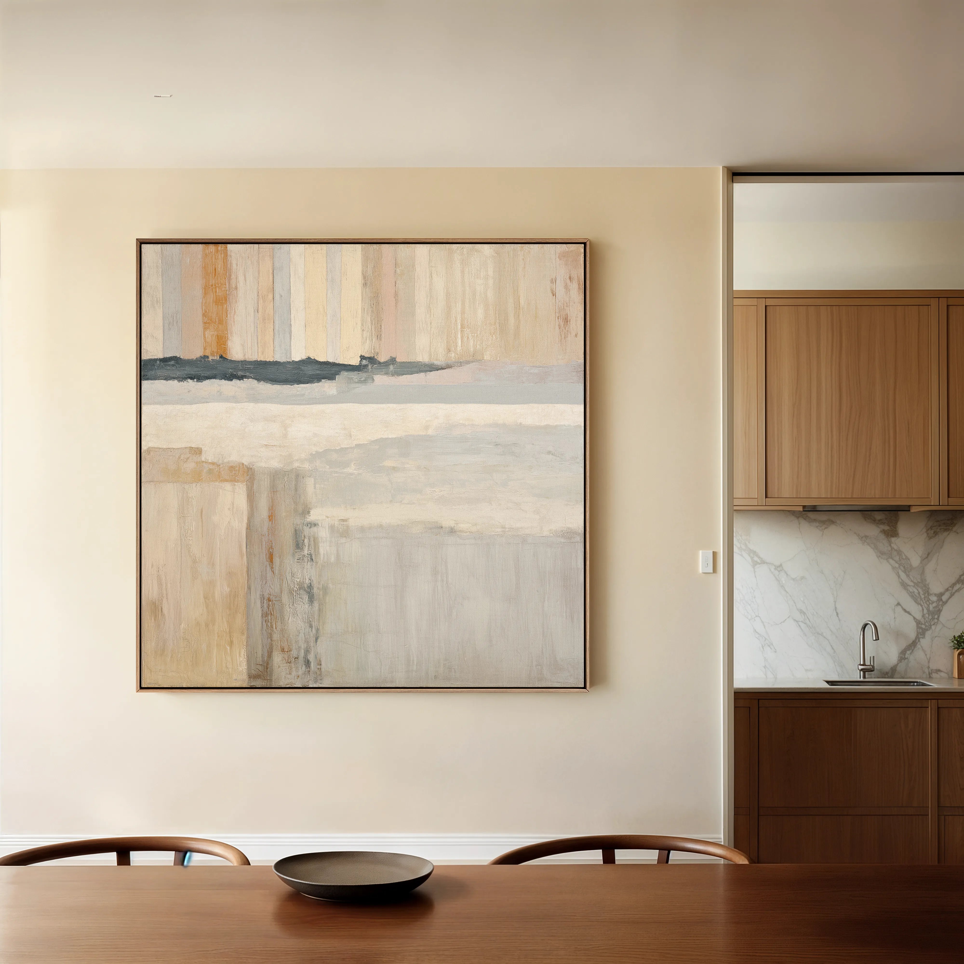 Abstract 1077 Canvas Art 16" x 16" / 40 x 40 cm / Black