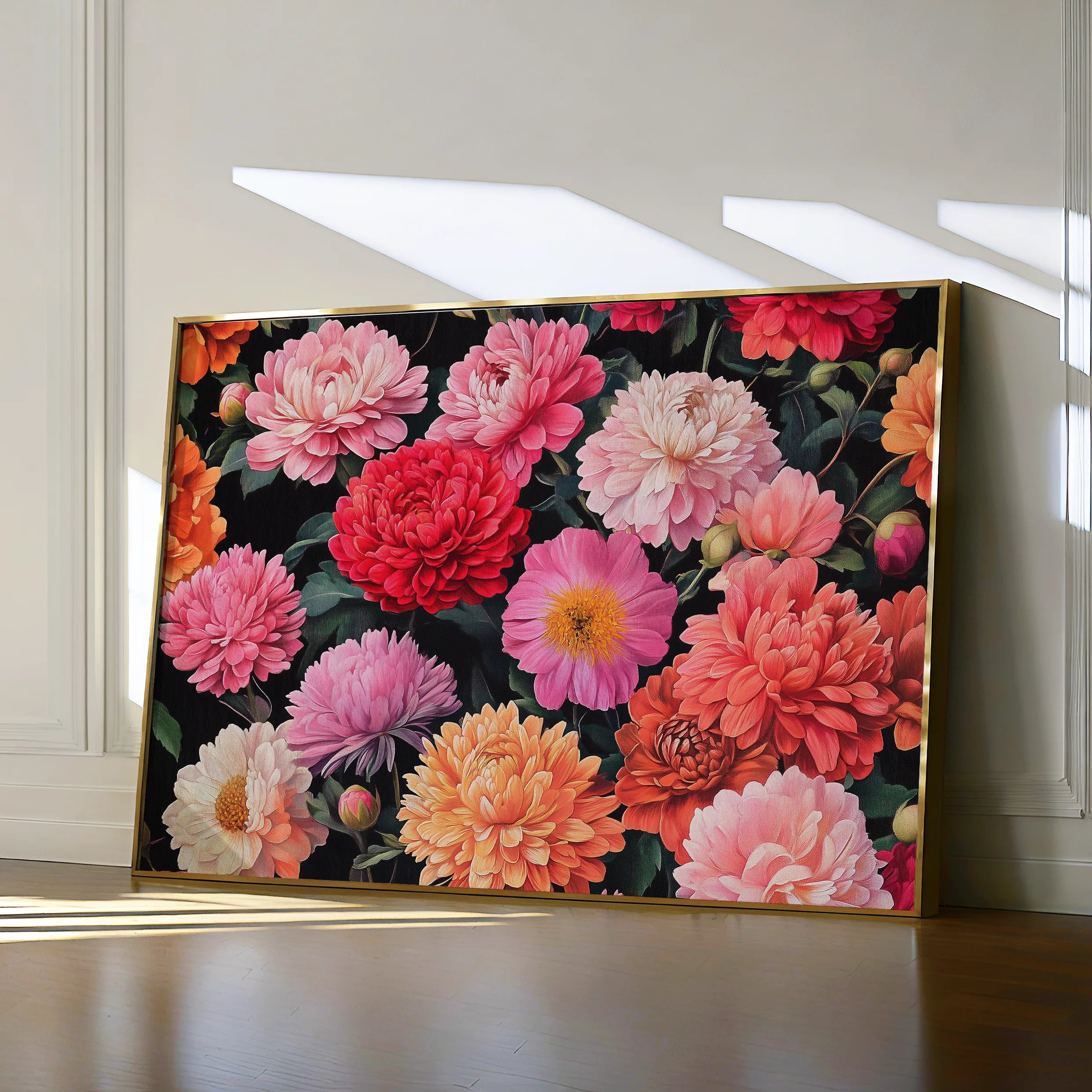 Floral 1077 Canvas Art 18" x 24" / 45 x 60 cm / Black