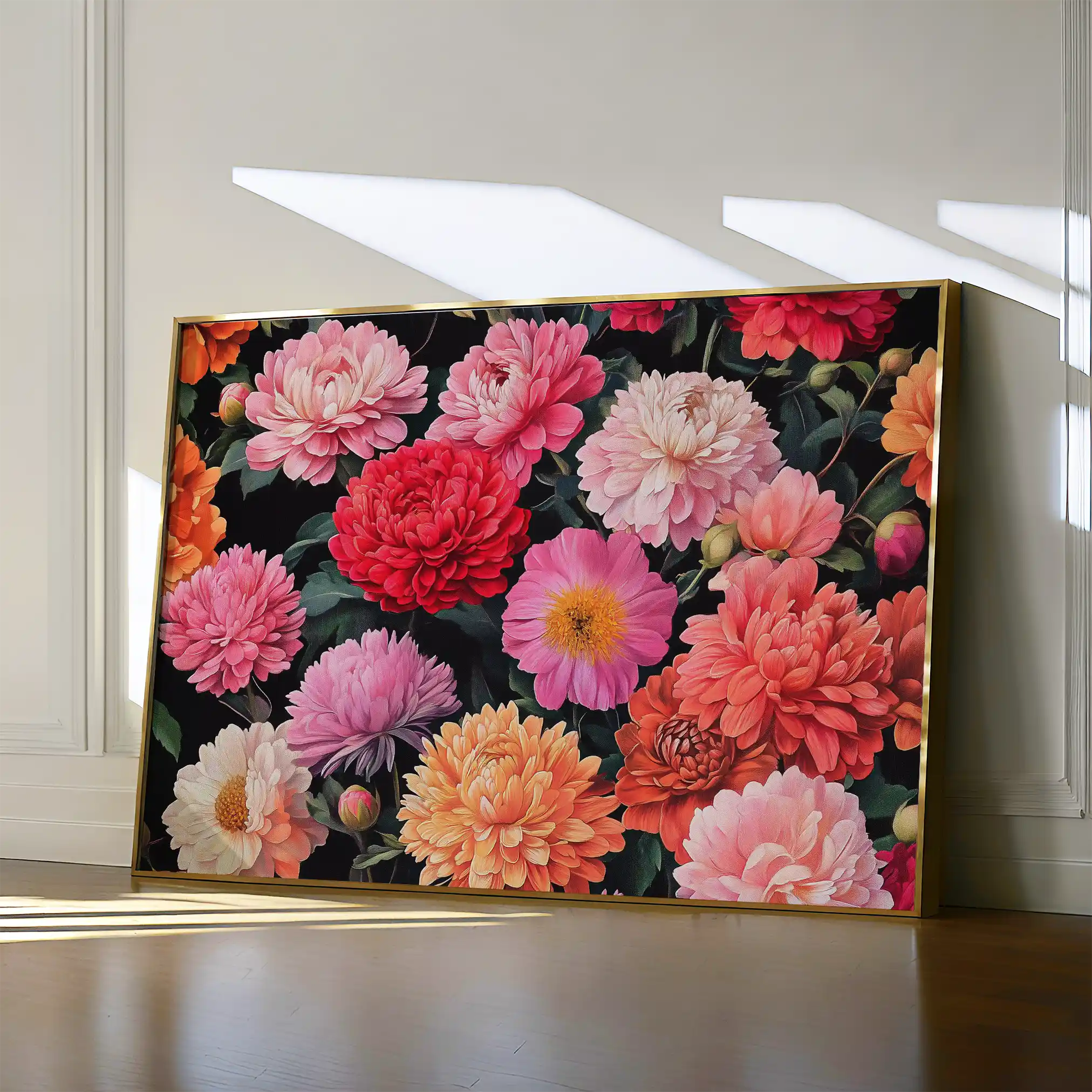 Floral 1077 Canvas Art 60 x 40 cm / Black