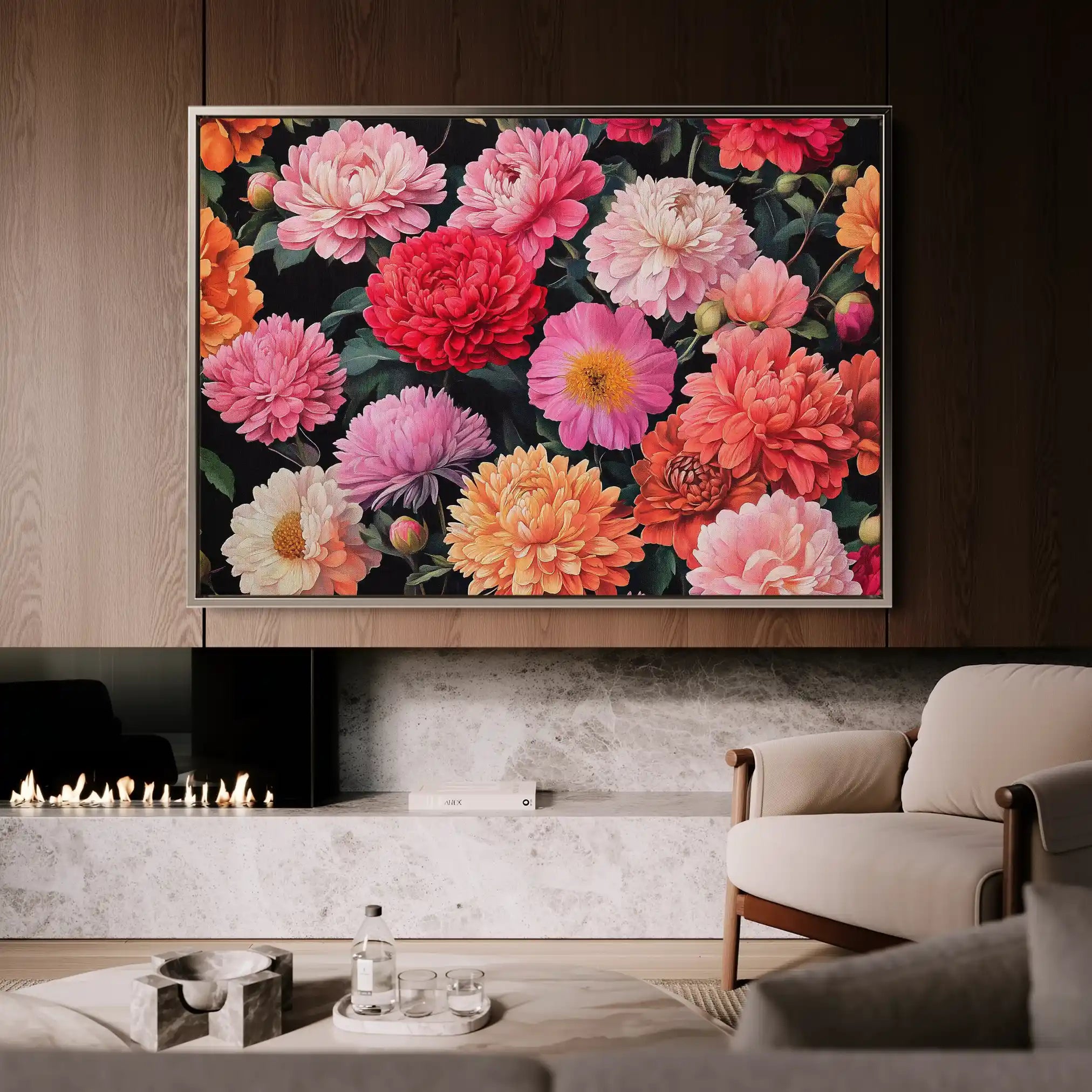 Floral 1077 Canvas Art 60 x 40 cm / Black