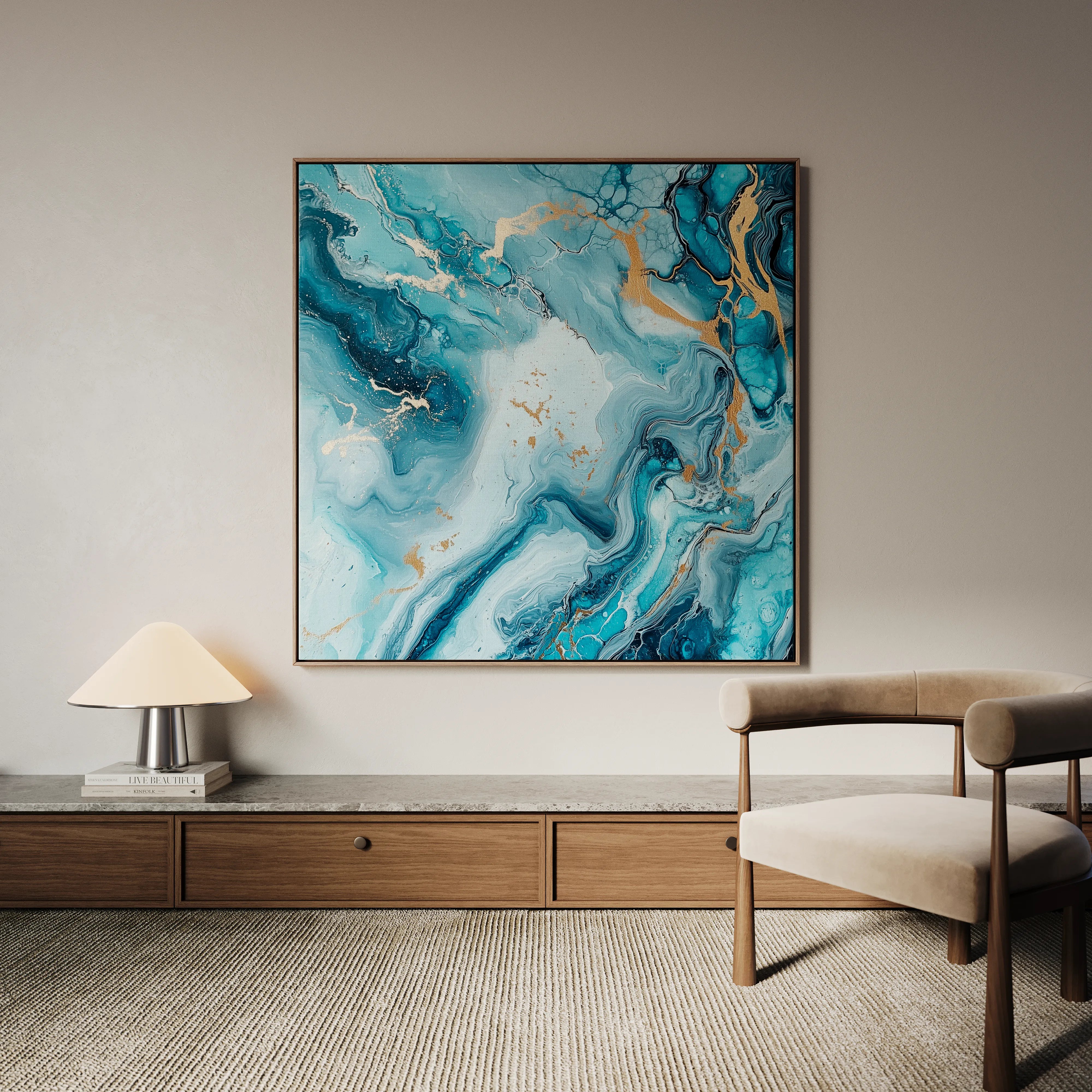 Abstract 1078 Canvas Art 16" x 16" / 40 x 40 cm / Black