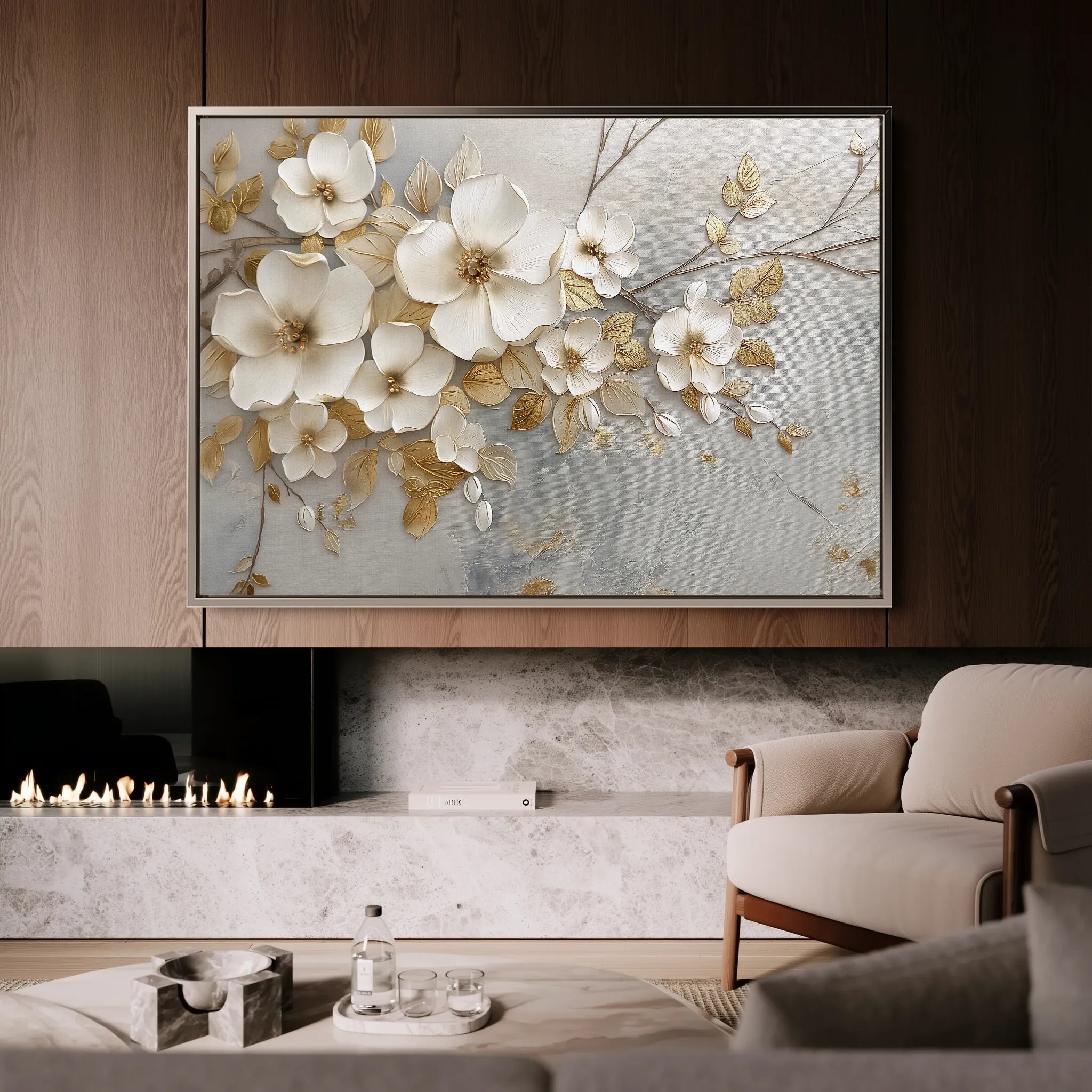 Floral 108 Canvas Art 18" x 24" / 45 x 60 cm / Black