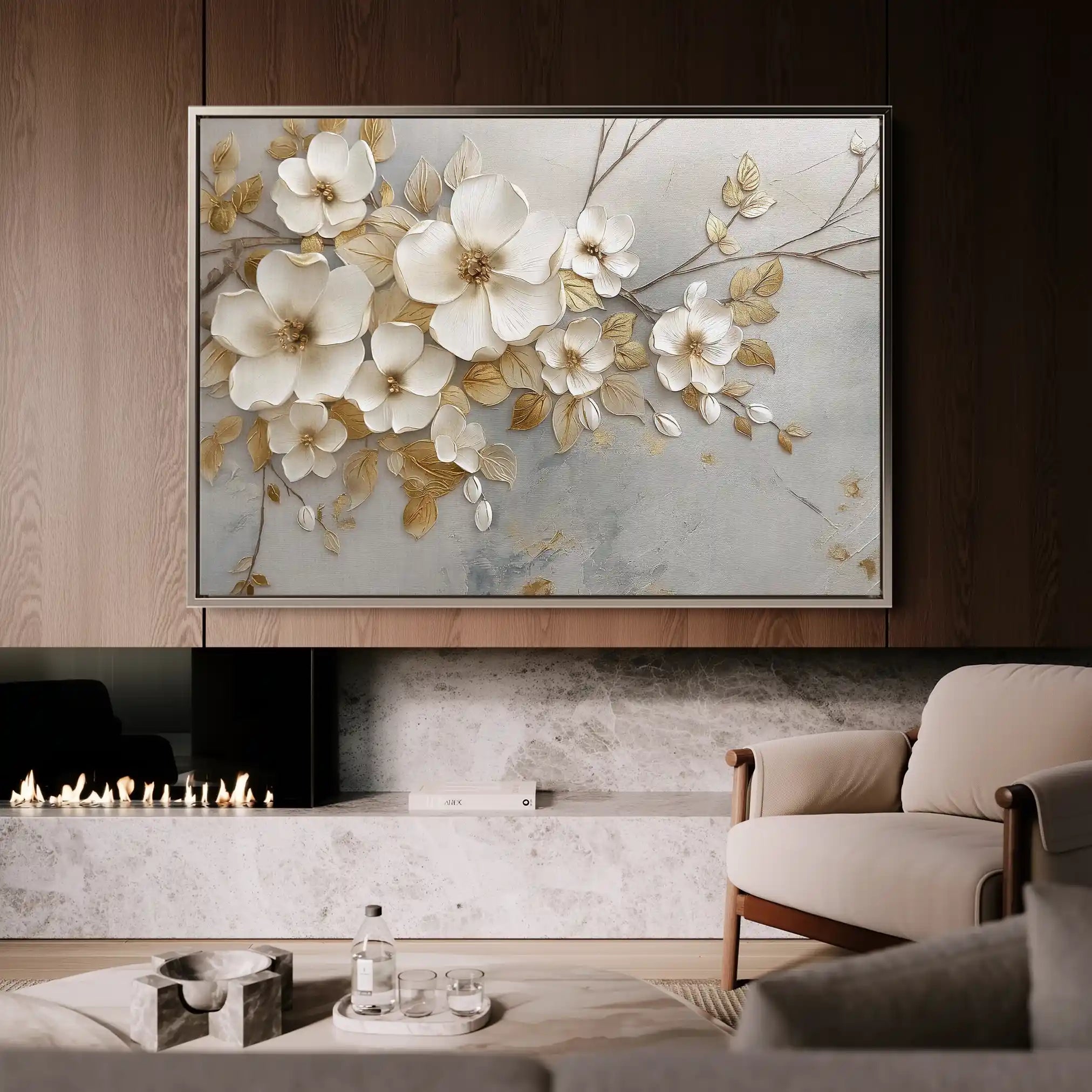 Floral 108 Canvas Art 18" x 24" / 45 x 60 cm / Black