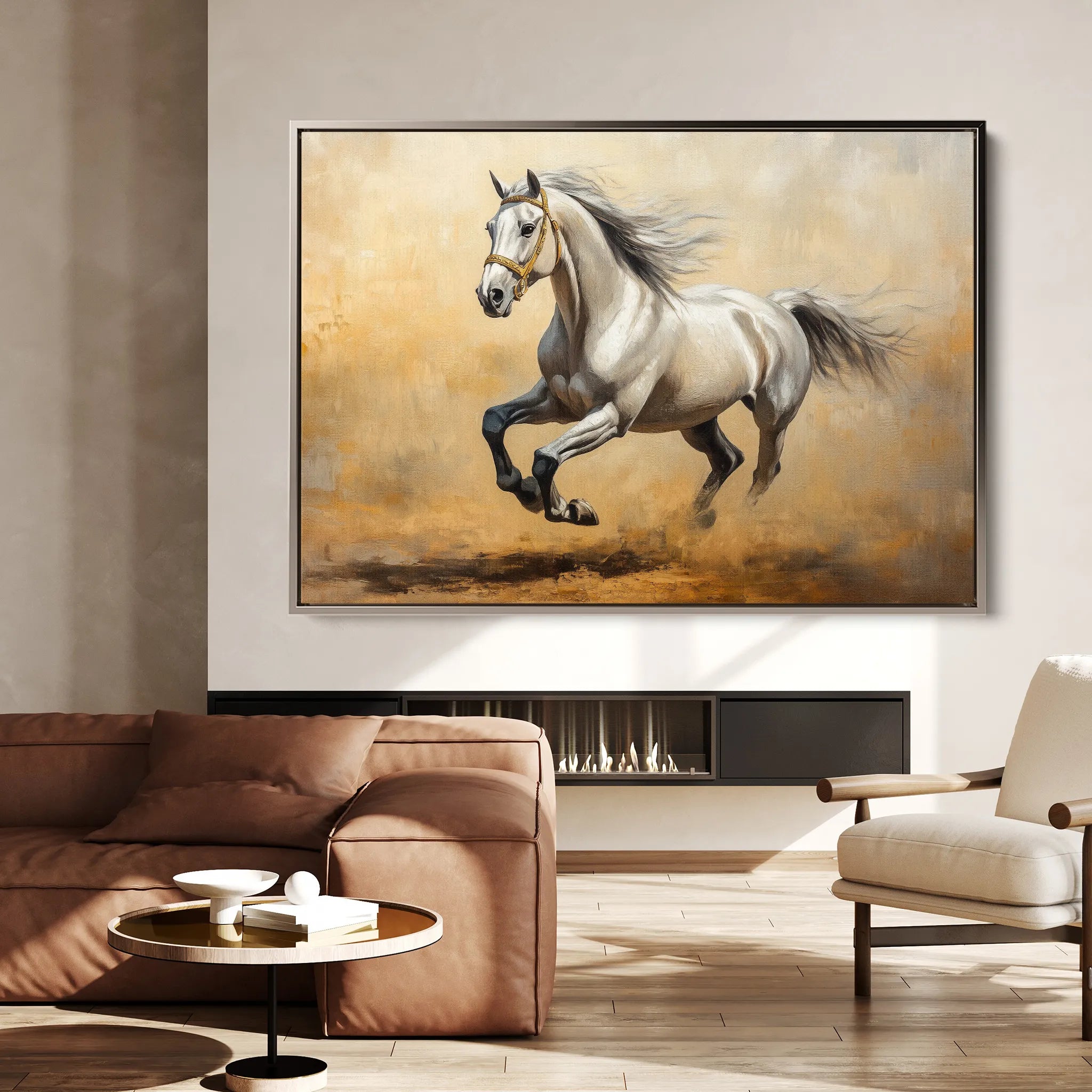 Horses 108 Canvas Art 18" x 24" / 45 x 60 cm / Black