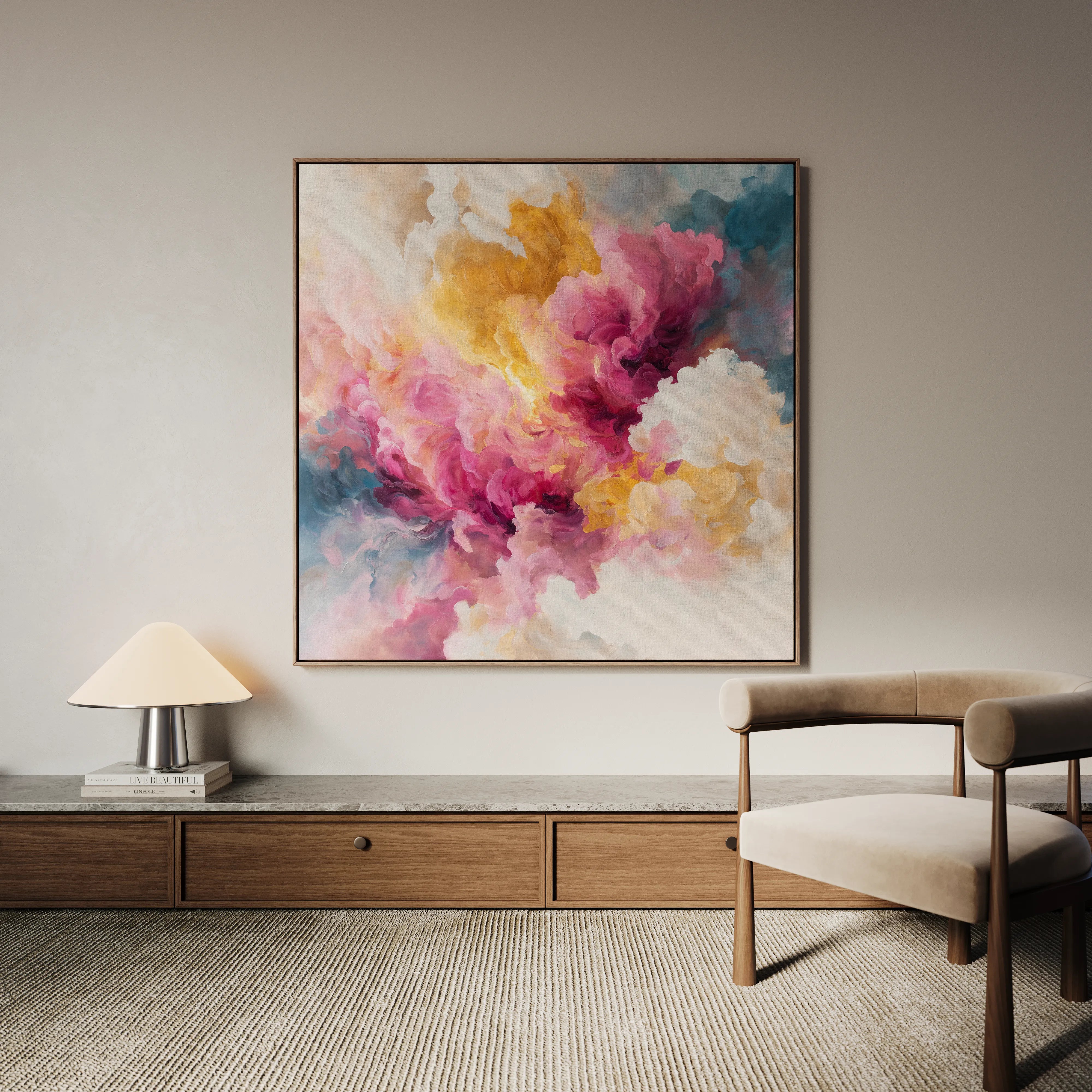 Abstract 1080 Canvas Art 16" x 16" / 40 x 40 cm / Black