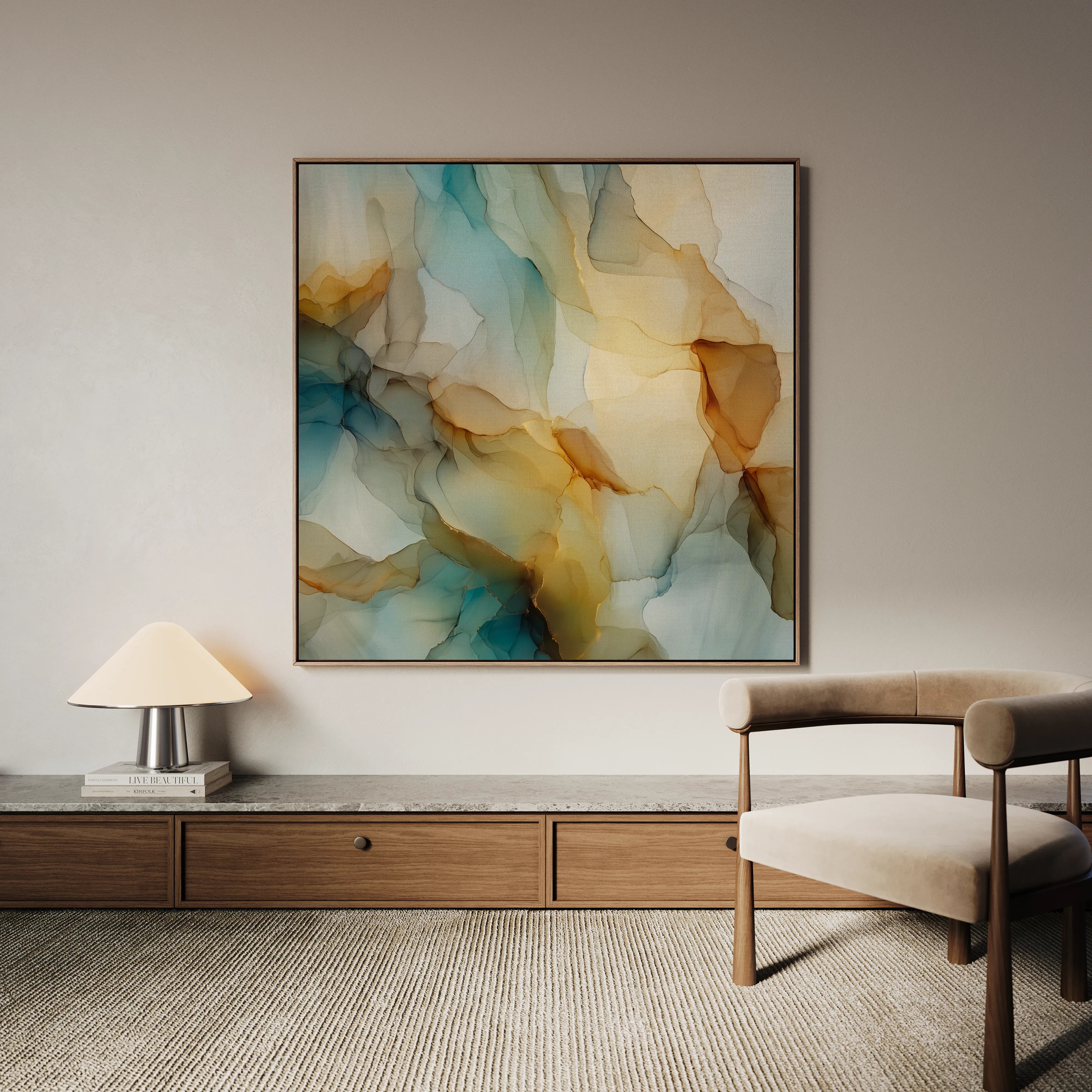 Abstract 1081 Canvas Art 16" x 16" / 40 x 40 cm / Black