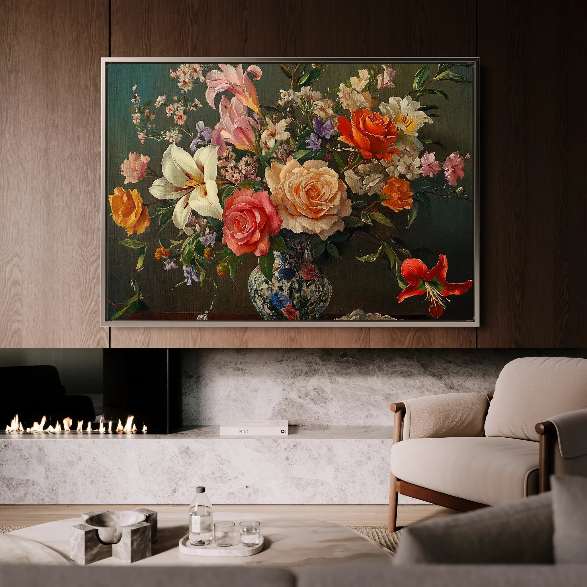 Floral 1082 Canvas Art 18" x 24" / 45 x 60 cm / Black