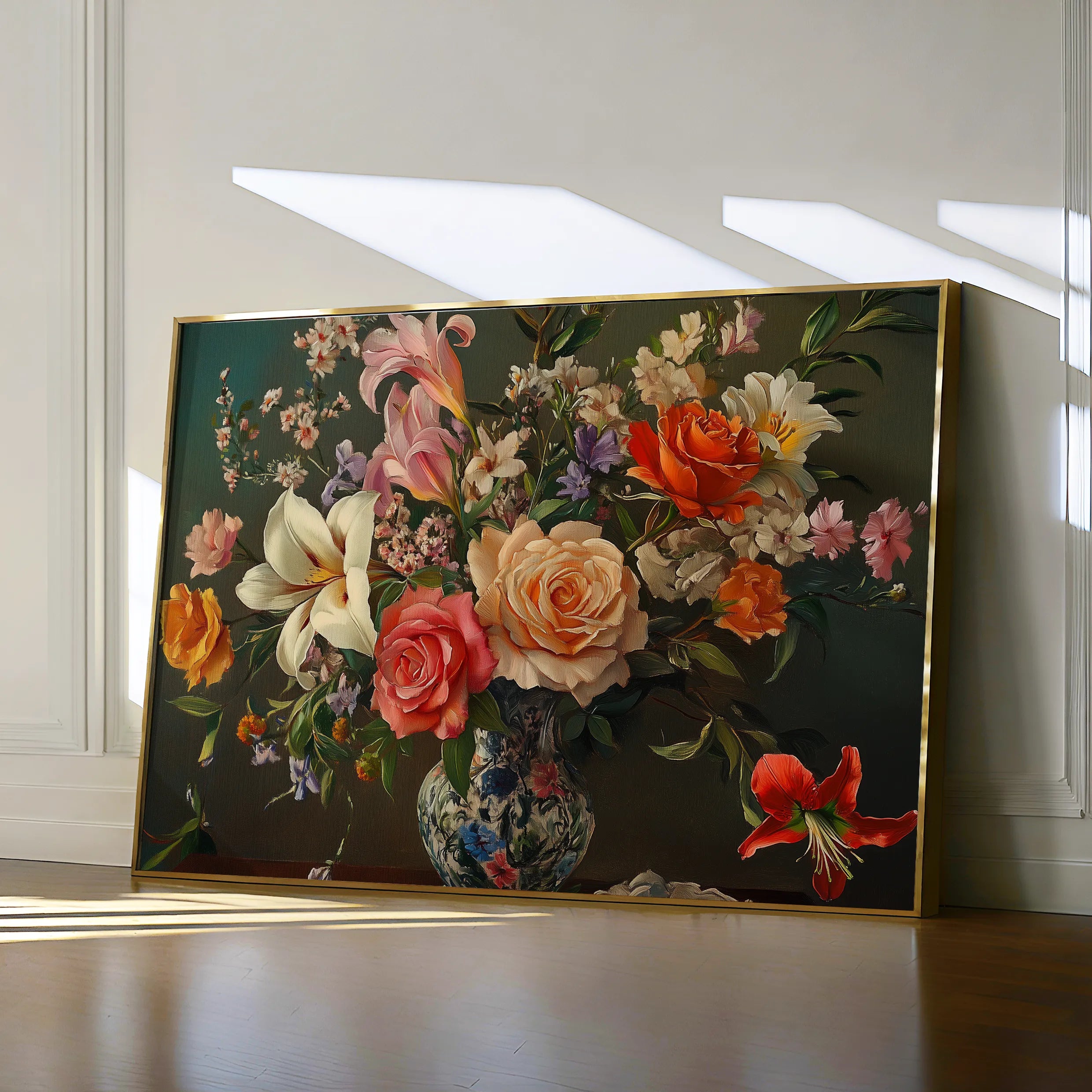Floral 1082 Canvas Art 18" x 24" / 45 x 60 cm / Black