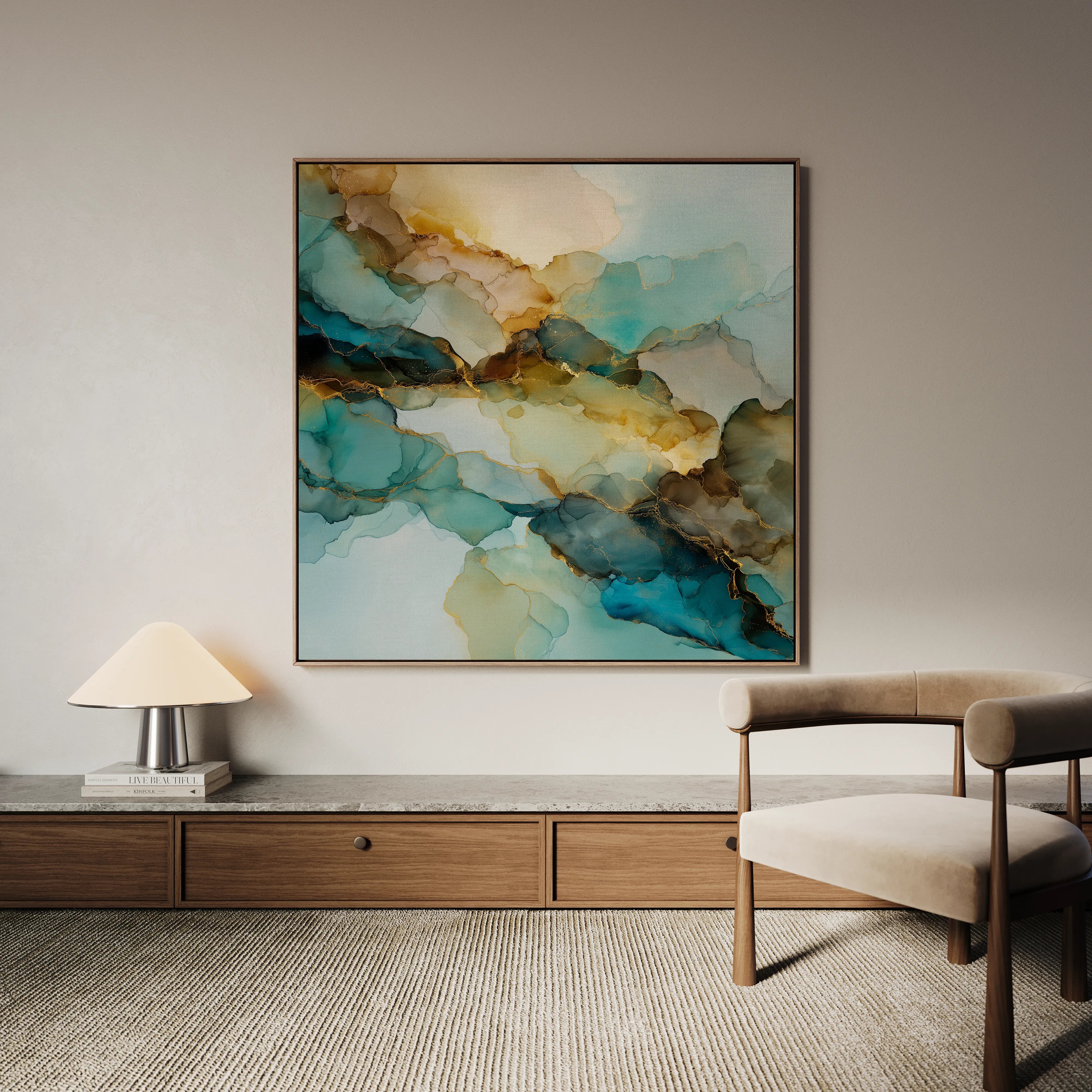 Abstract 1083 Canvas Art 16" x 16" / 40 x 40 cm / Black