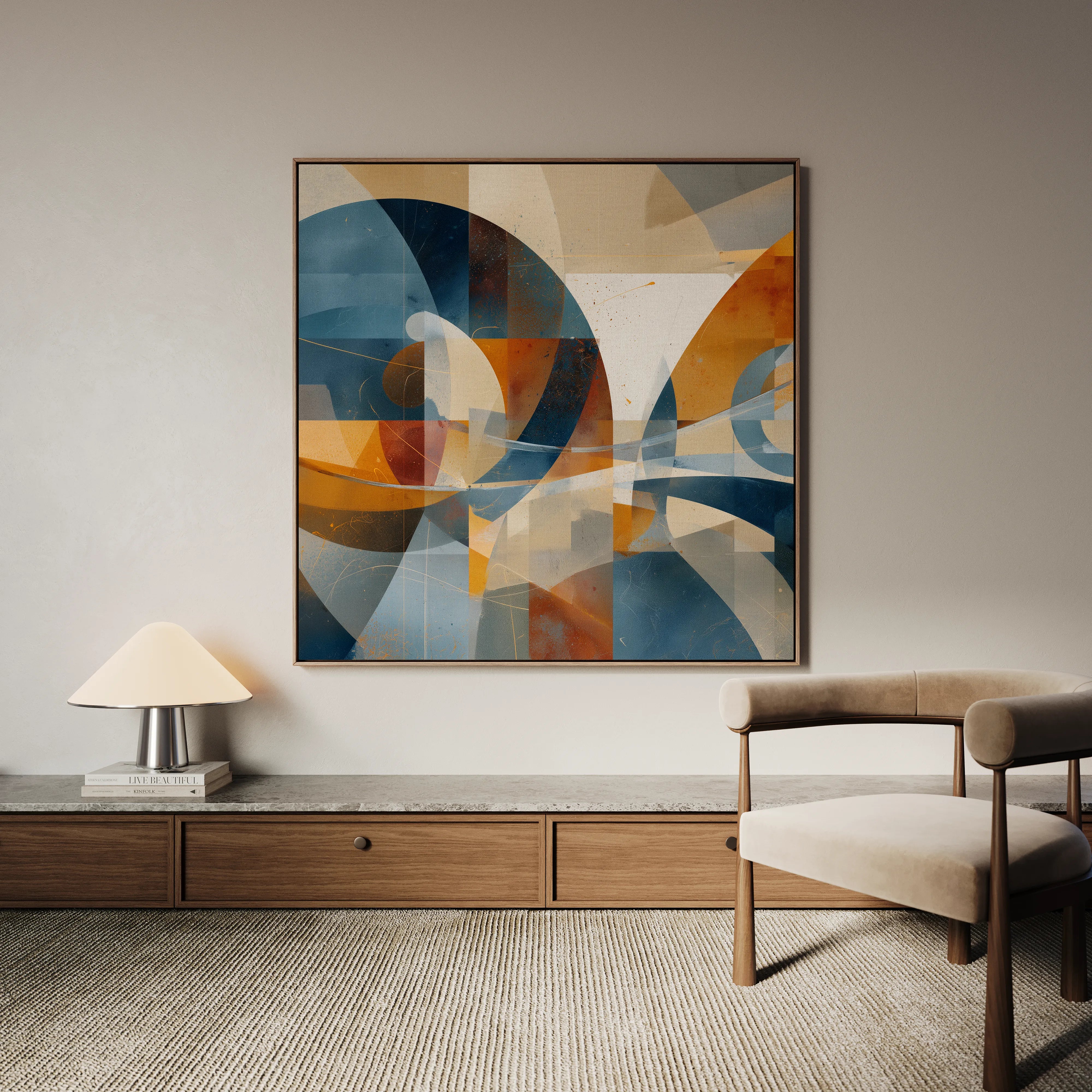 Abstract 1087 Canvas Art 16" x 16" / 40 x 40 cm / Black