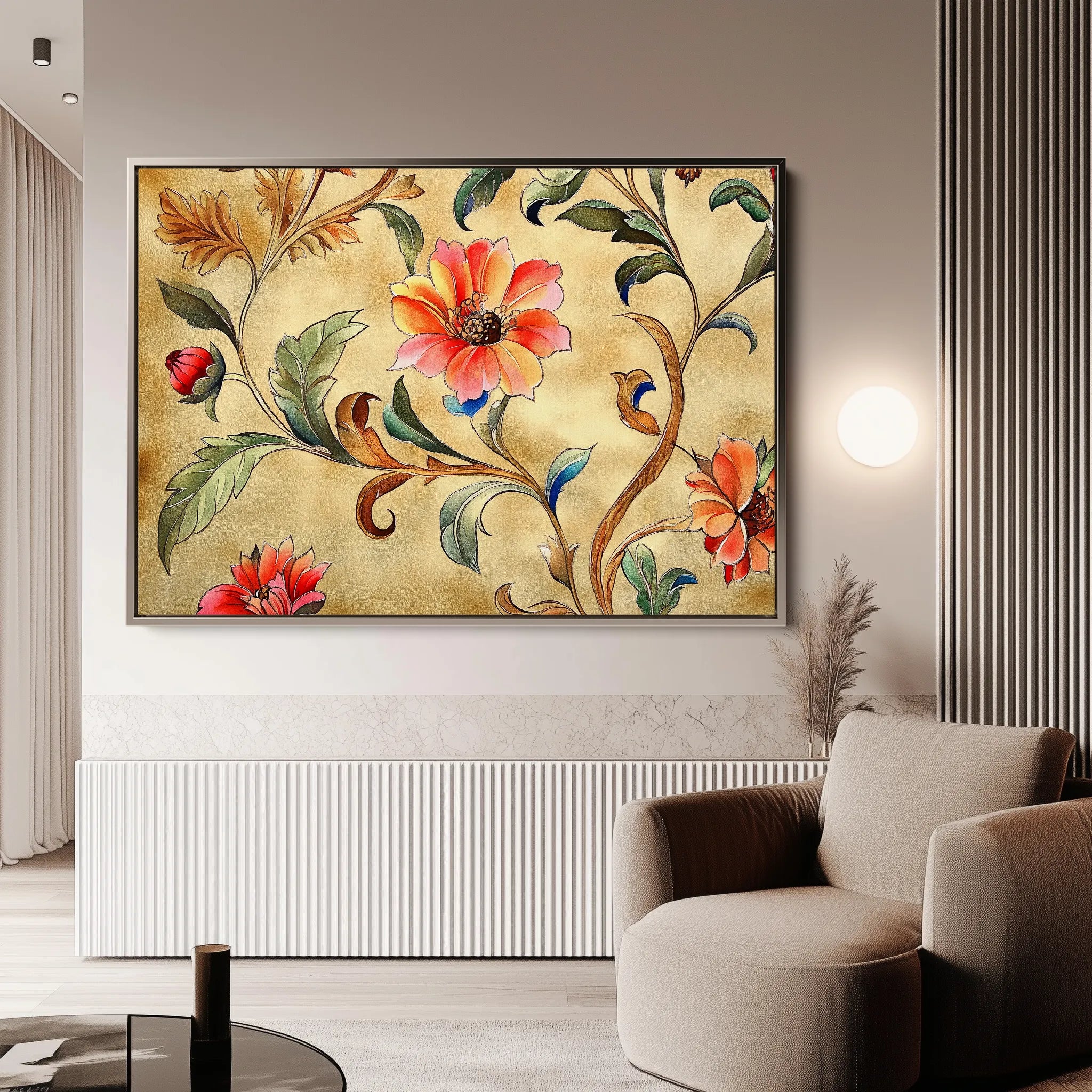 Floral 1087 Canvas Art 18" x 24" / 45 x 60 cm / Black