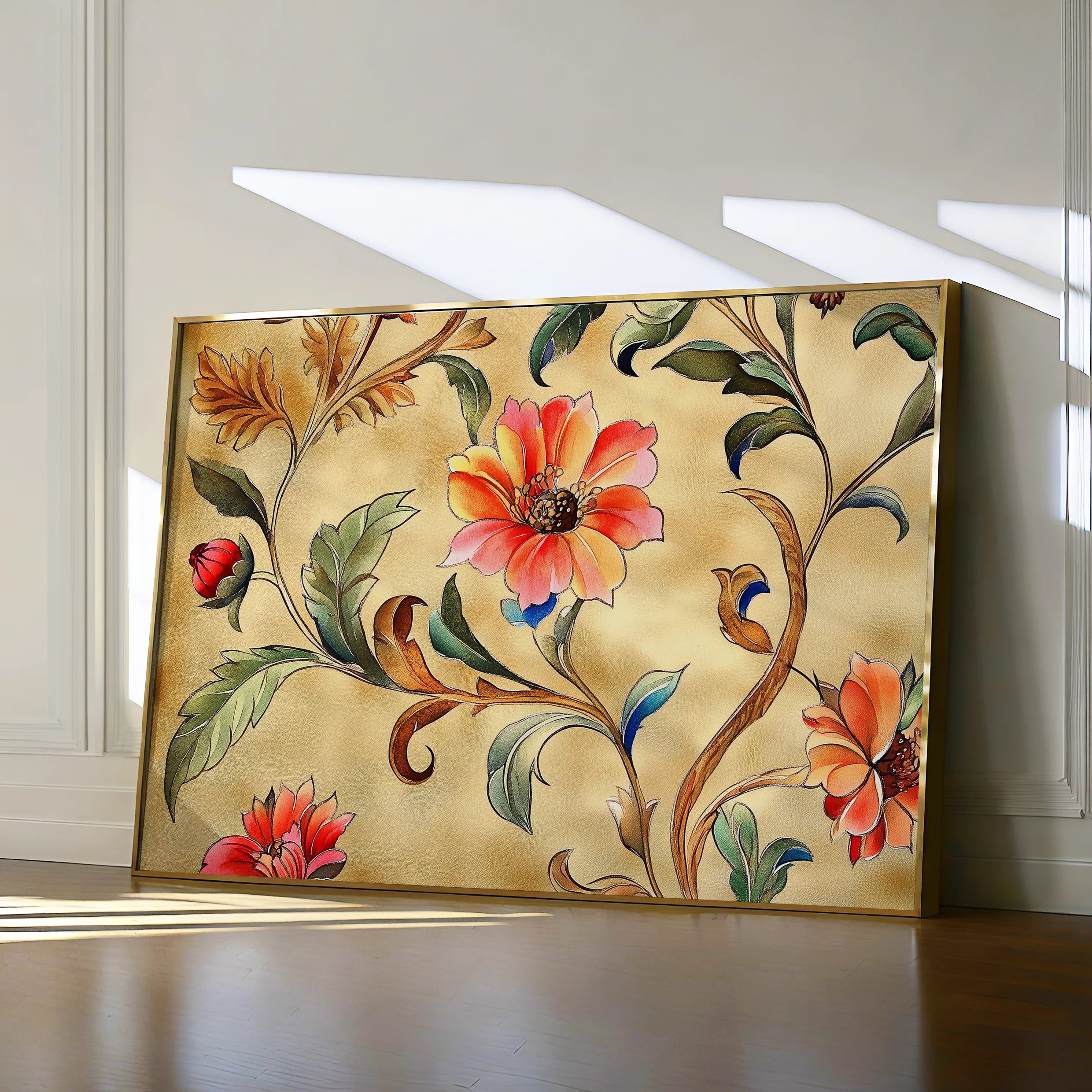 Floral 1087 Canvas Art 18" x 24" / 45 x 60 cm / Black