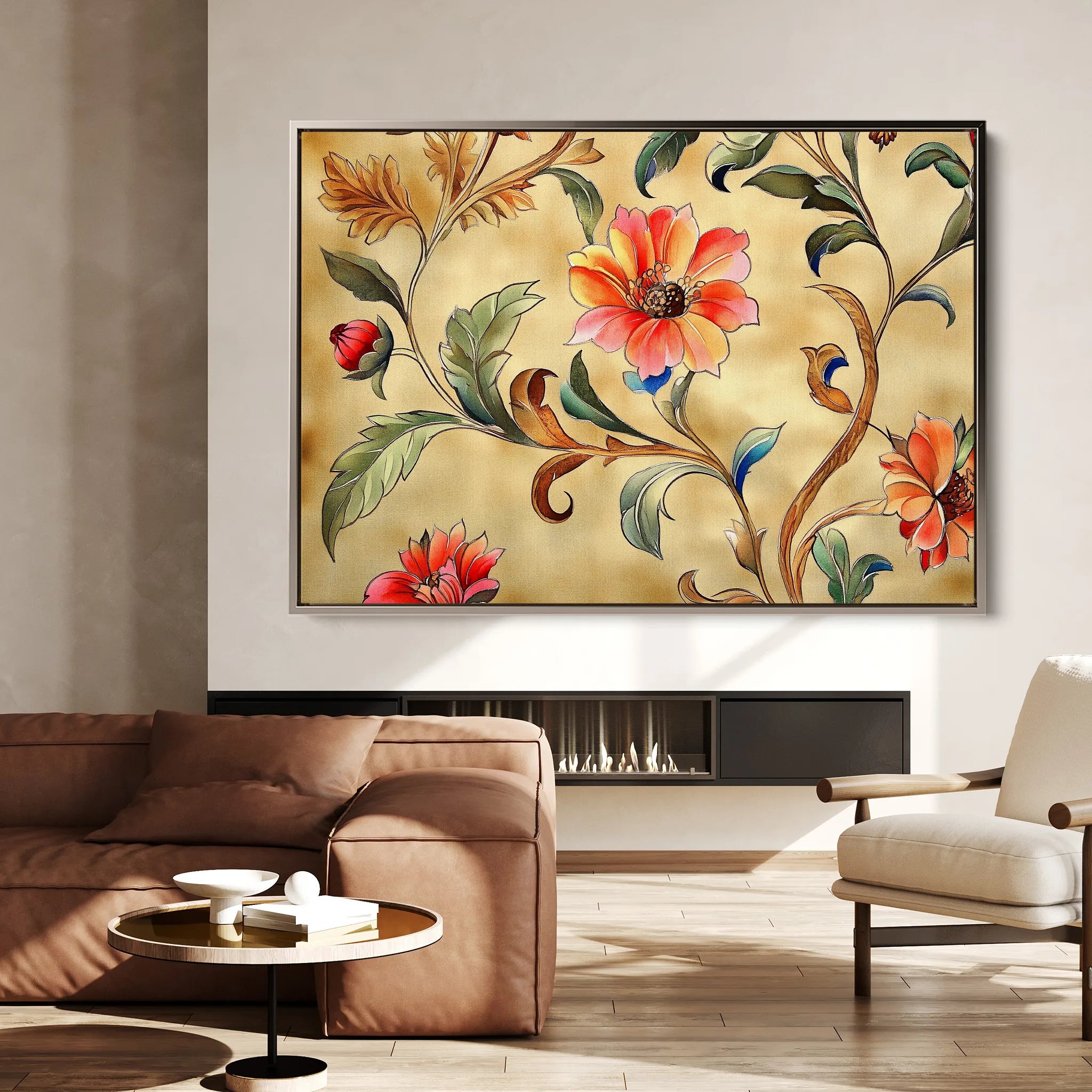 Floral 1087 Canvas Art 18" x 24" / 45 x 60 cm / Black