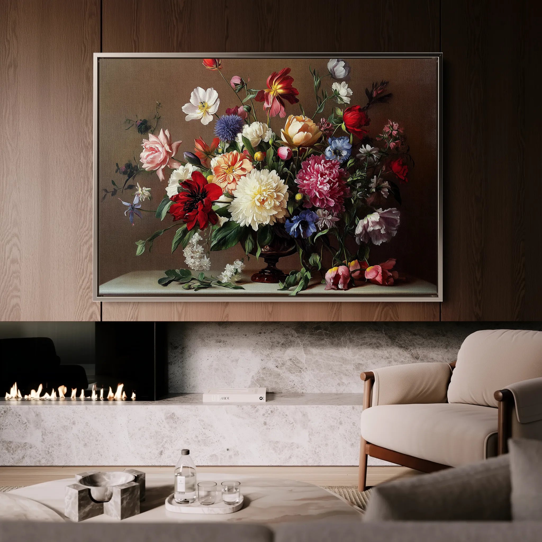 Floral 1088 Canvas Art 18" x 24" / 45 x 60 cm / Black