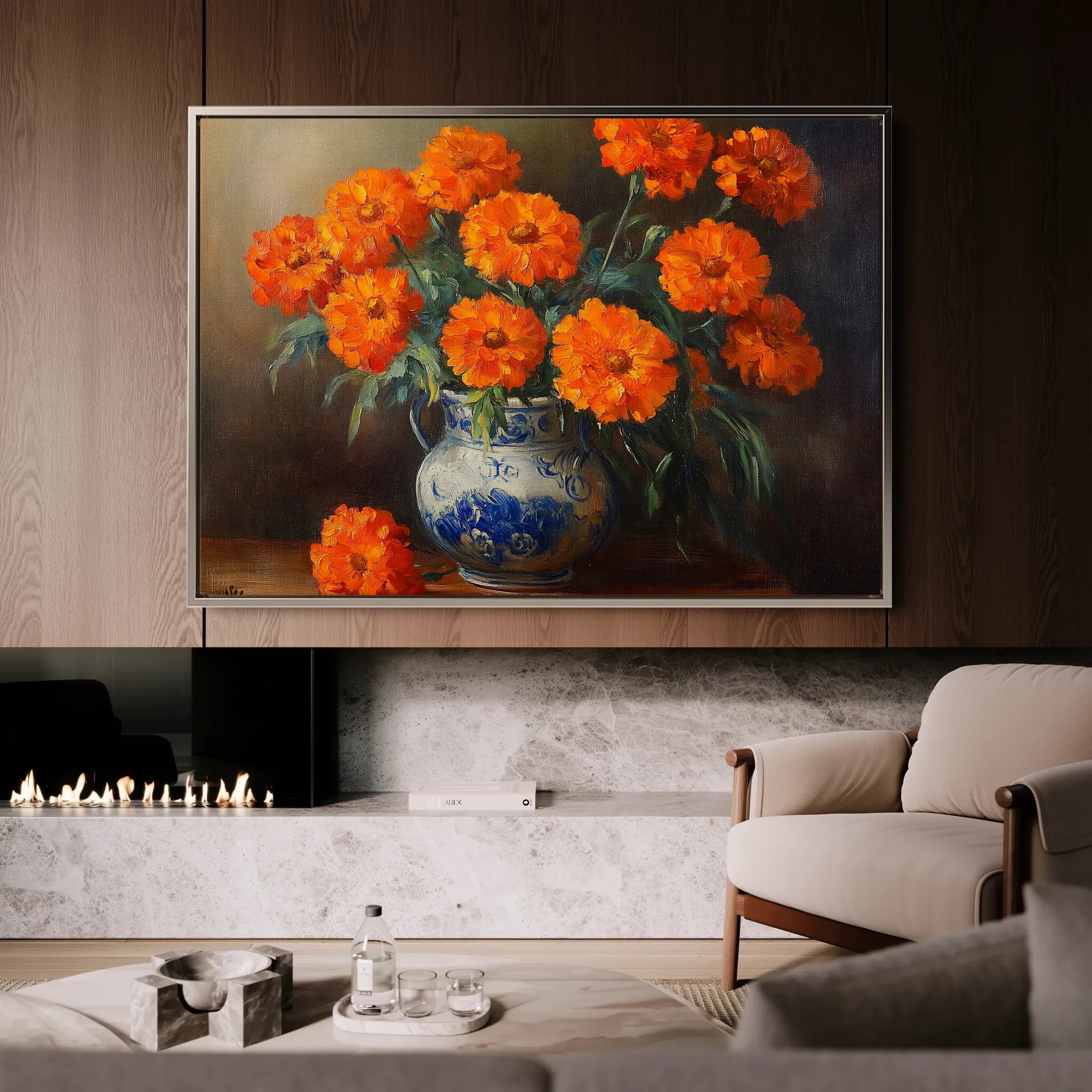 Floral 1090 Canvas Art 18" x 24" / 45 x 60 cm / Black
