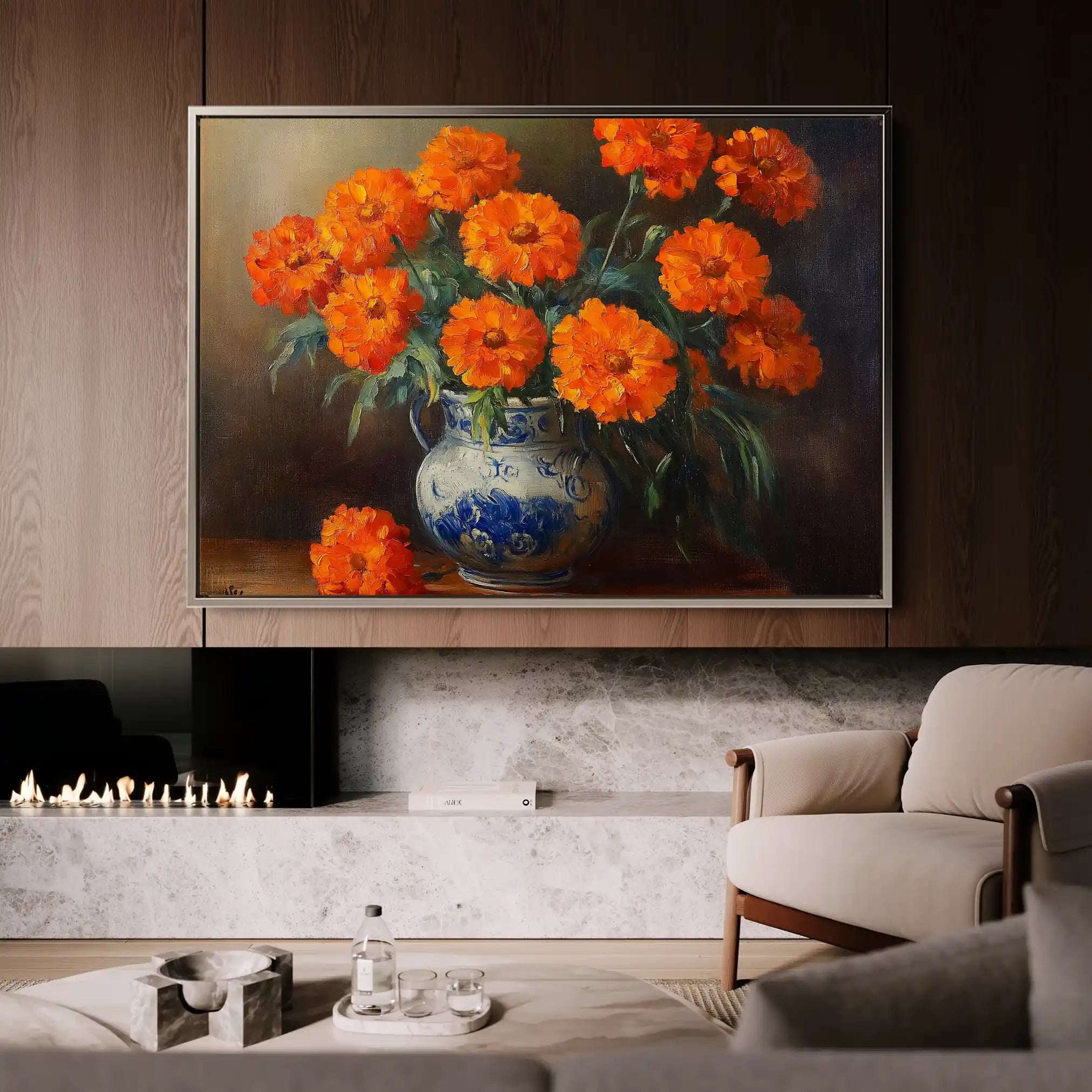Floral 1090 Canvas Art 60 x 40 cm / Black