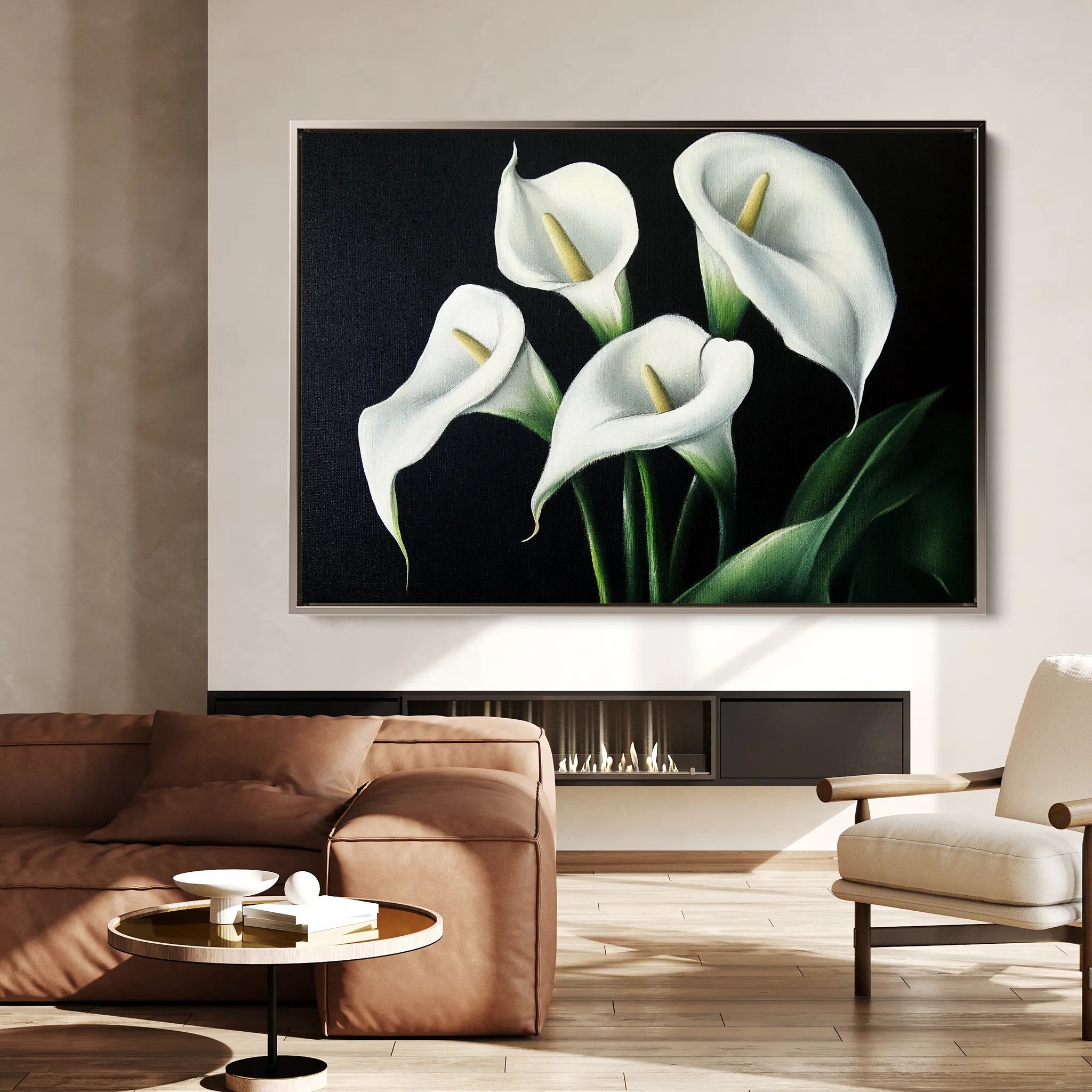 Floral 1091 Canvas Art 18" x 24" / 45 x 60 cm / Black