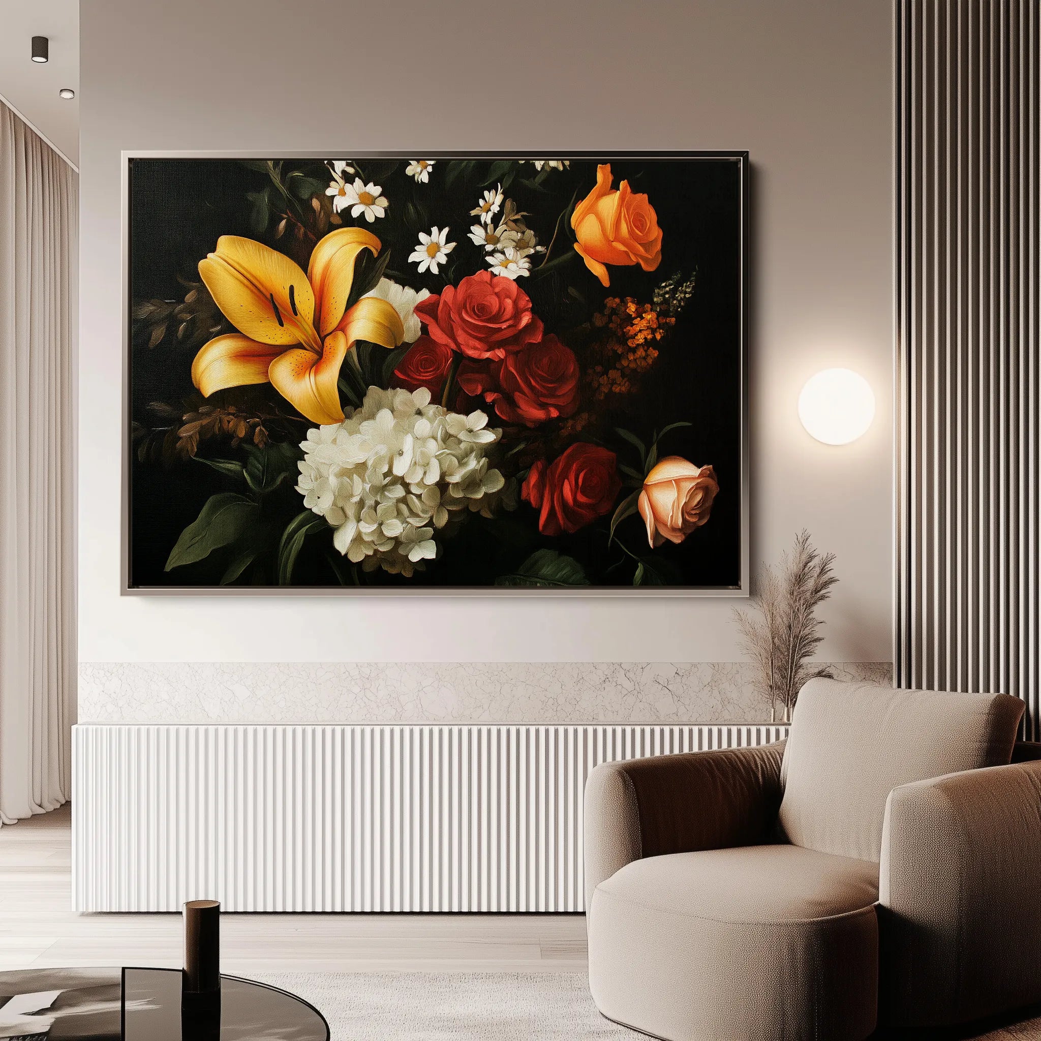 Floral 1092 Canvas Art 18" x 24" / 45 x 60 cm / Black