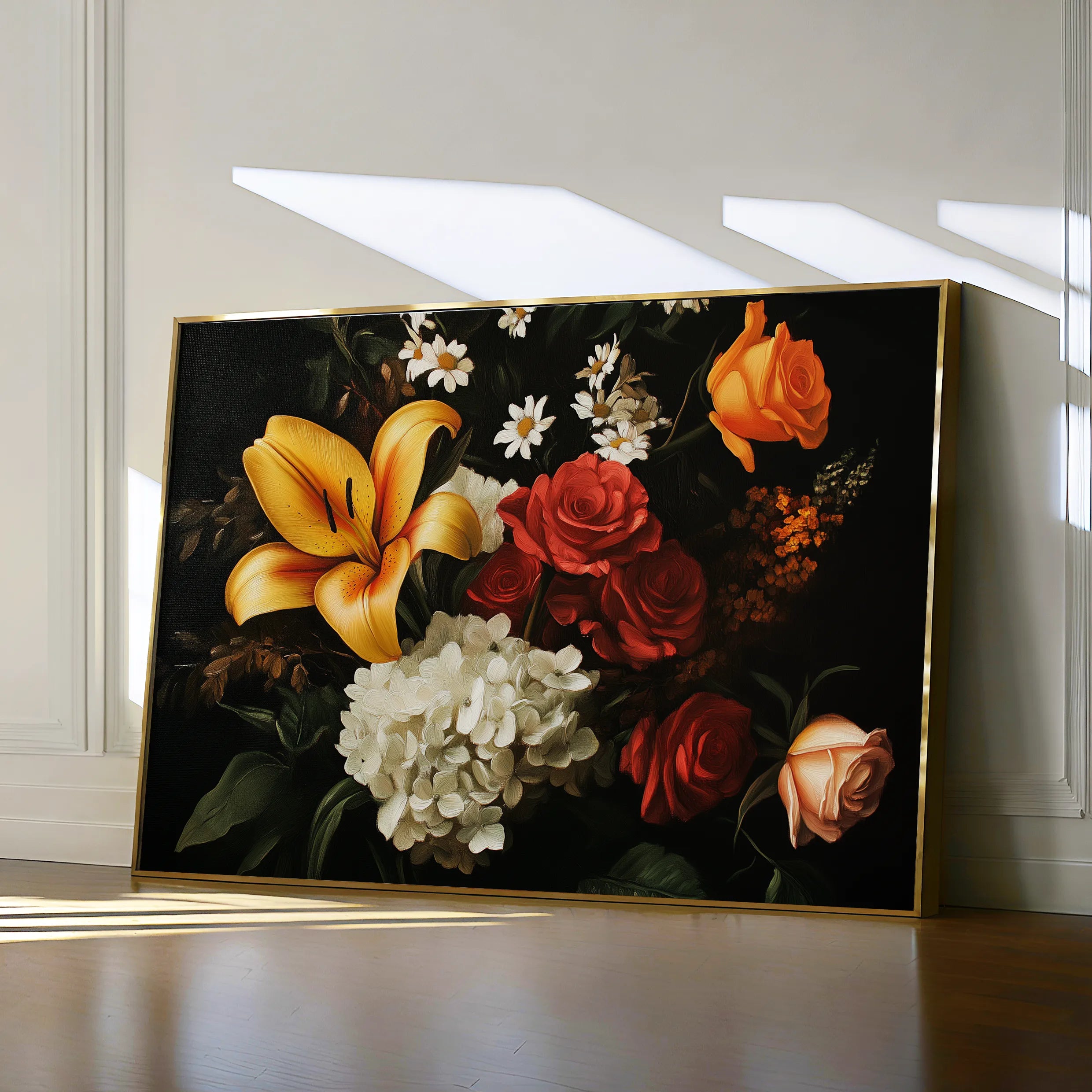 Floral 1092 Canvas Art 18" x 24" / 45 x 60 cm / Black