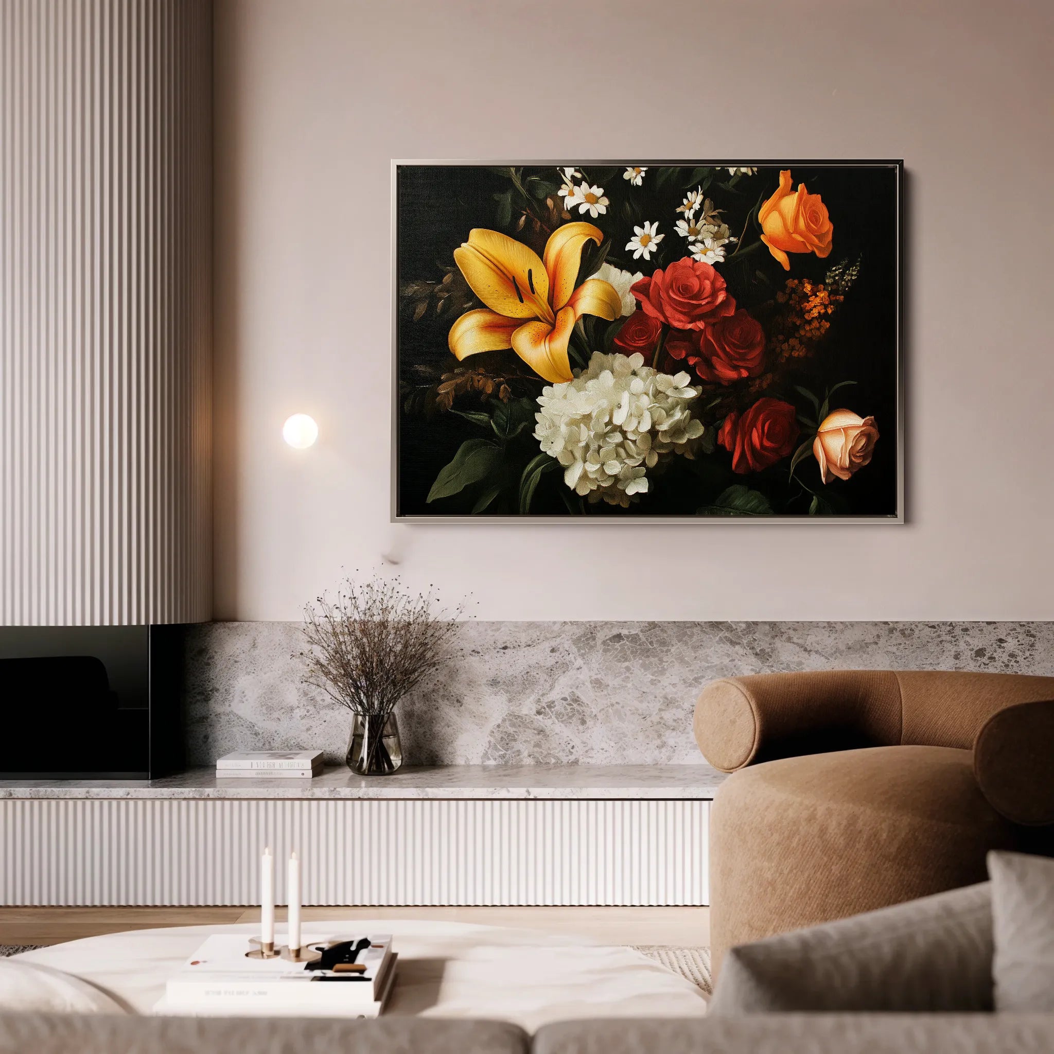 Floral 1092 Canvas Art 18" x 24" / 45 x 60 cm / Black