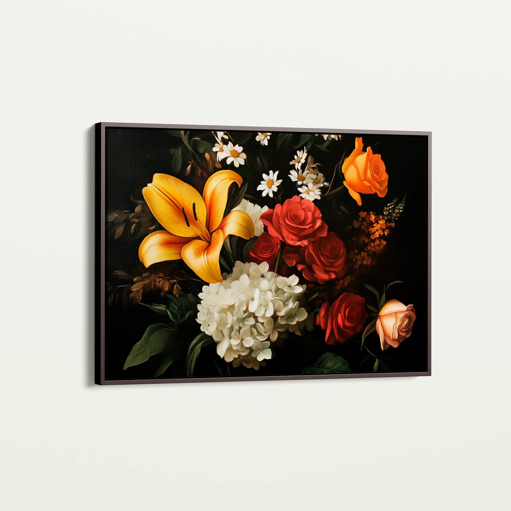 Floral 1092 Canvas Art 18" x 24" / 45 x 60 cm / Black