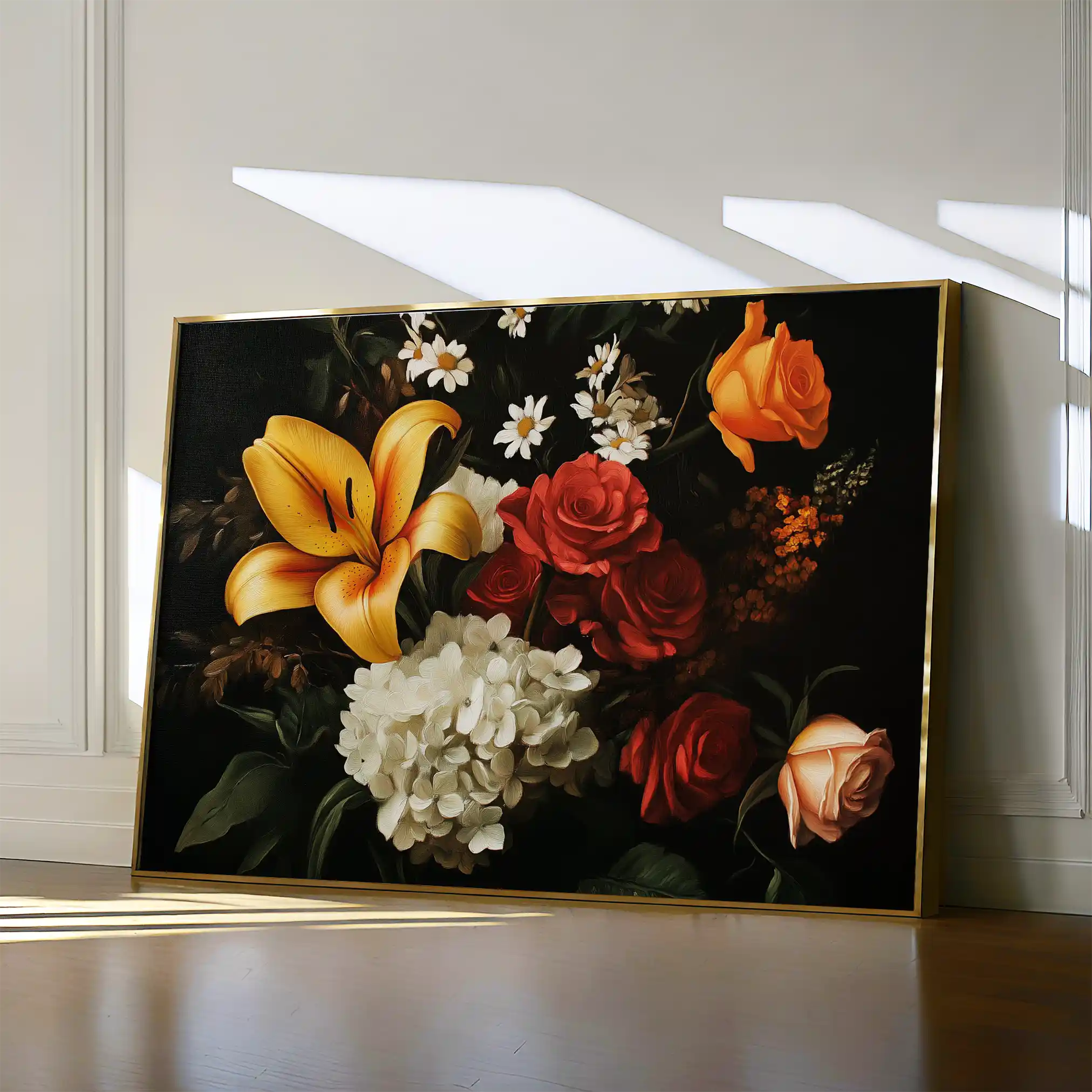 Floral 1092 Canvas Art 60 x 40 cm / Black