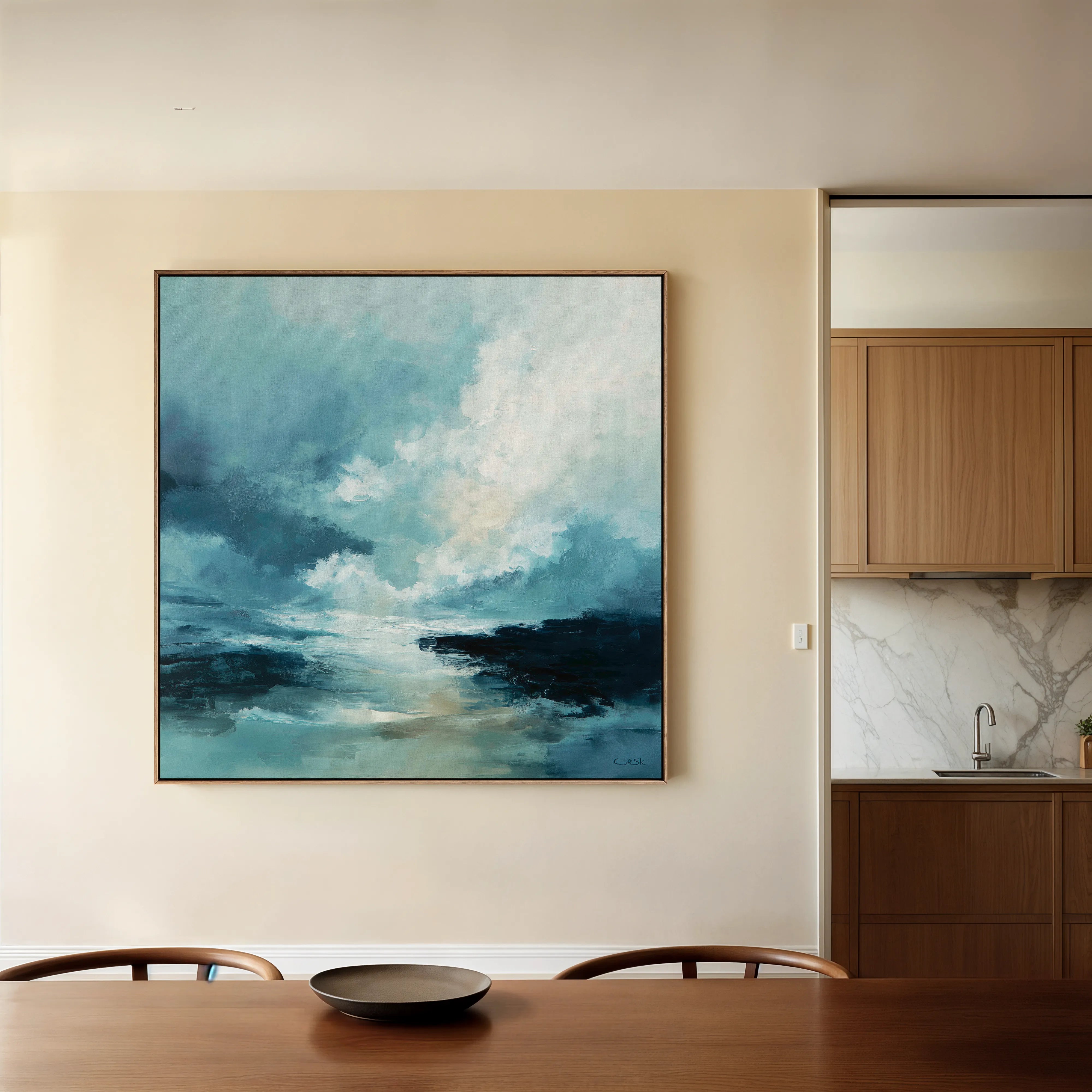 Abstract 1094 Canvas Art 16" x 16" / 40 x 40 cm / Black