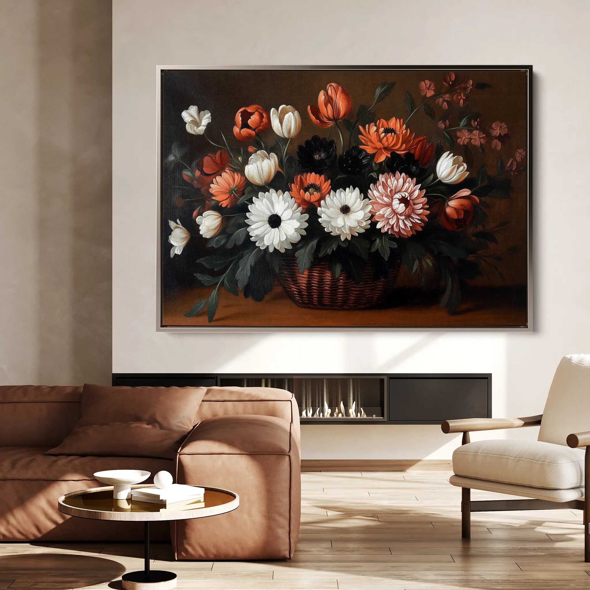 Floral 1094 Canvas Art 18" x 24" / 45 x 60 cm / Black