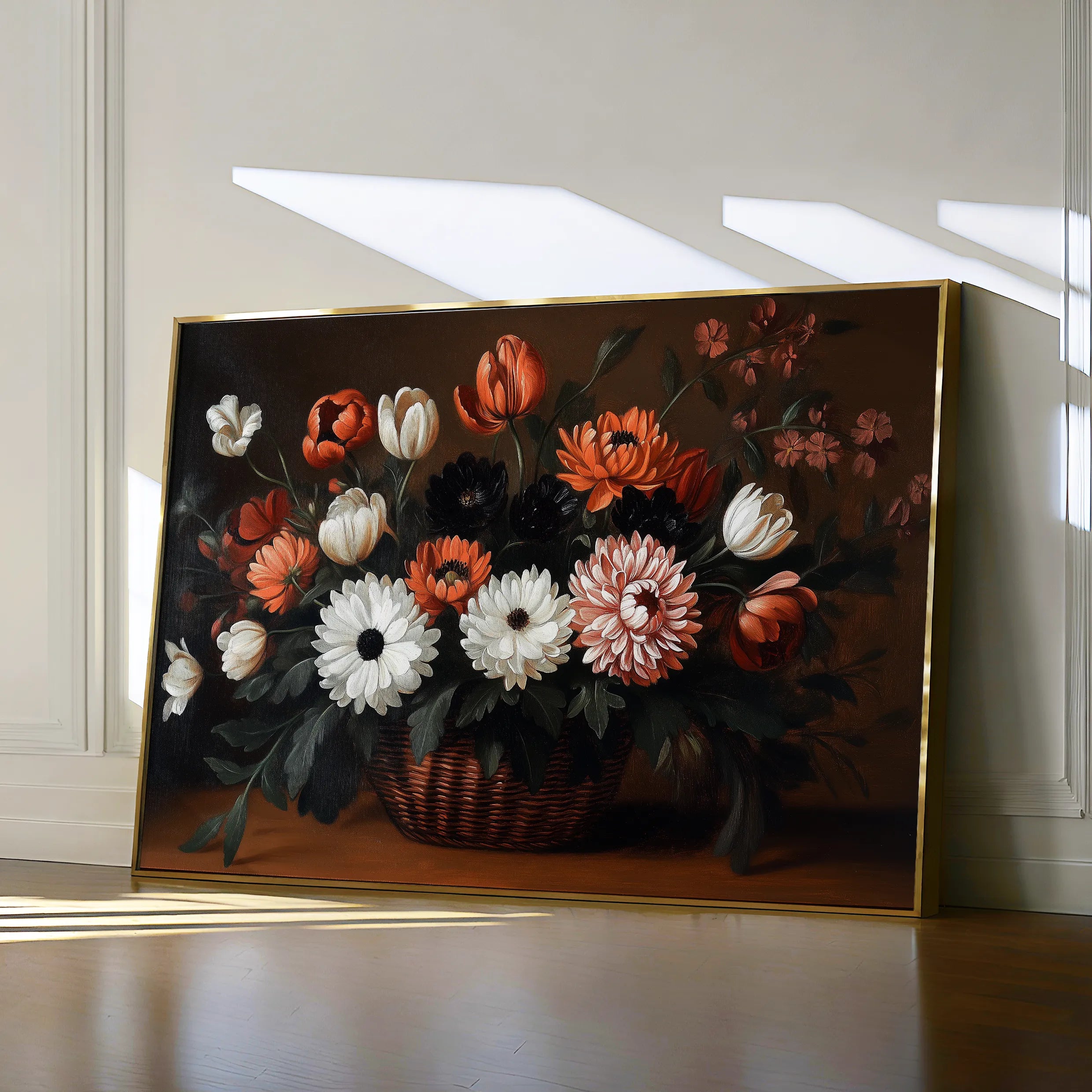 Floral 1094 Canvas Art 18" x 24" / 45 x 60 cm / Black
