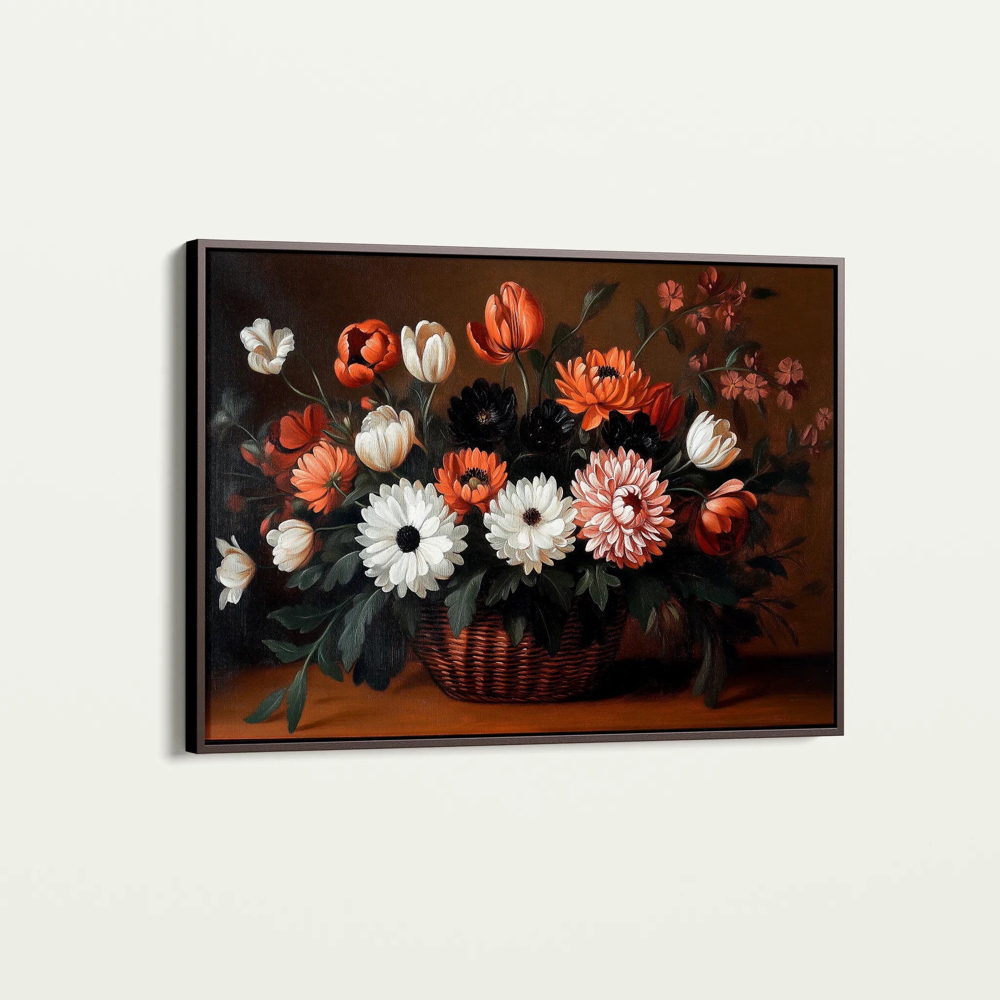 Floral 1094 Canvas Art 18" x 24" / 45 x 60 cm / Black