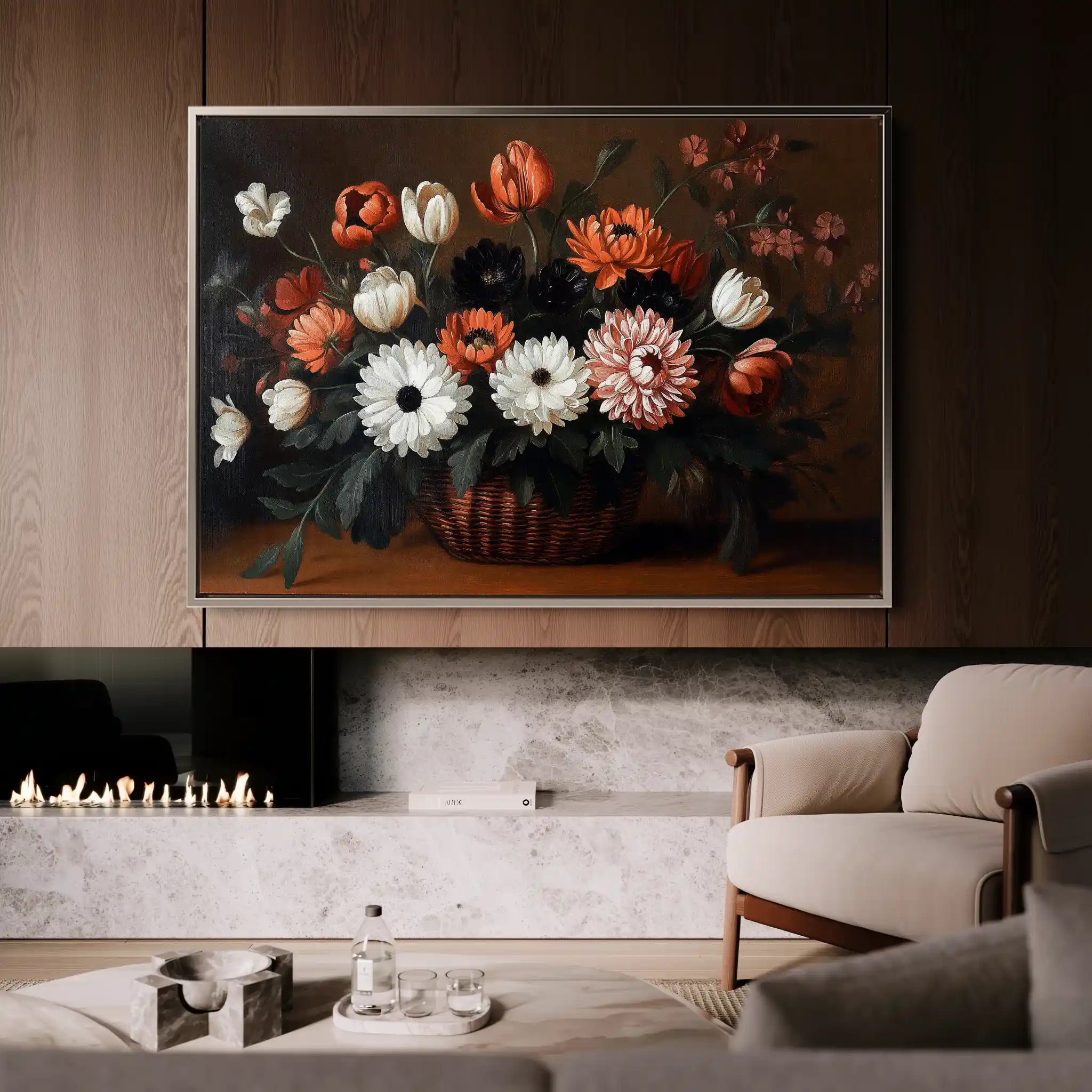 Floral 1094 Canvas Art 60 x 40 cm / Black