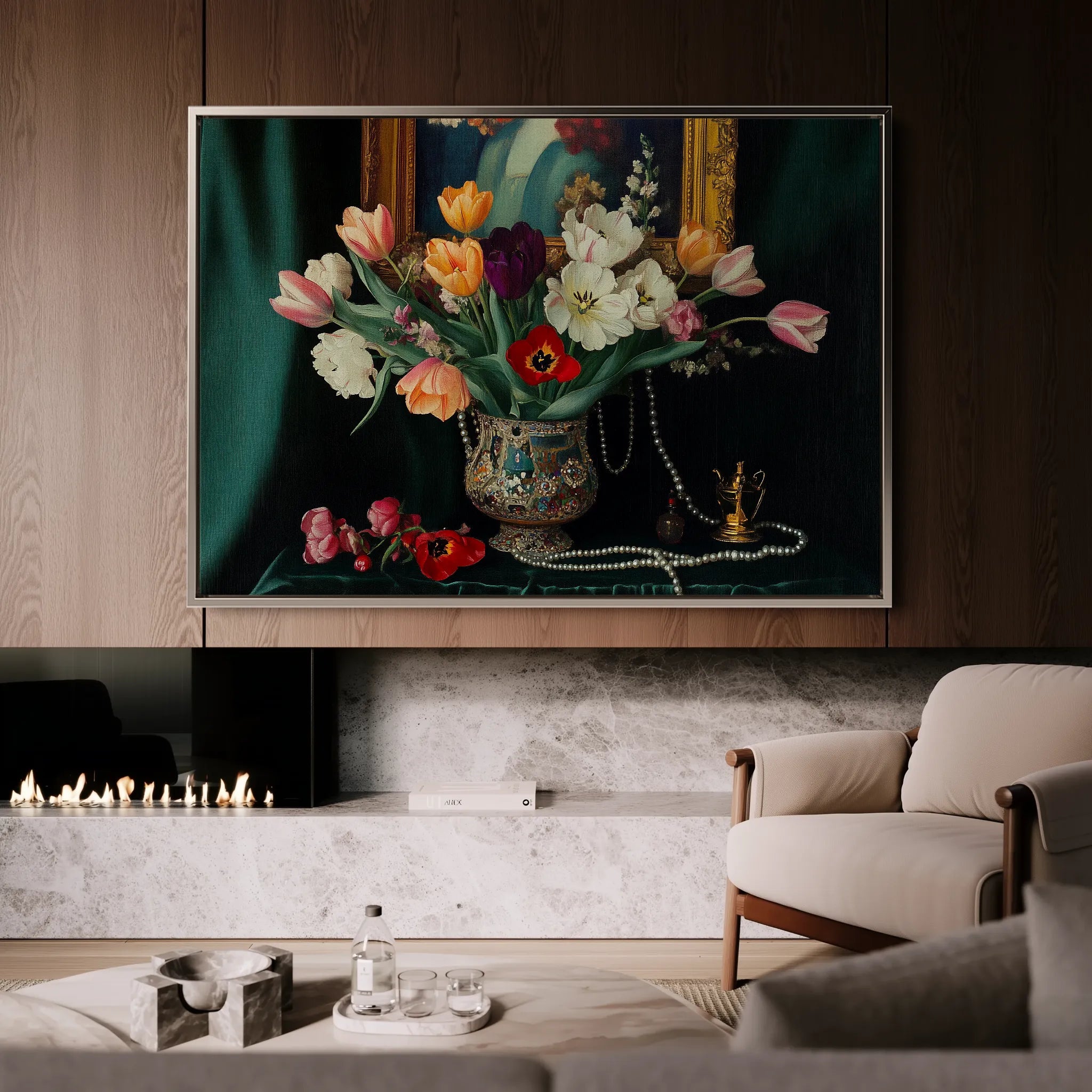 Floral 1096 Canvas Art 18" x 24" / 45 x 60 cm / Black