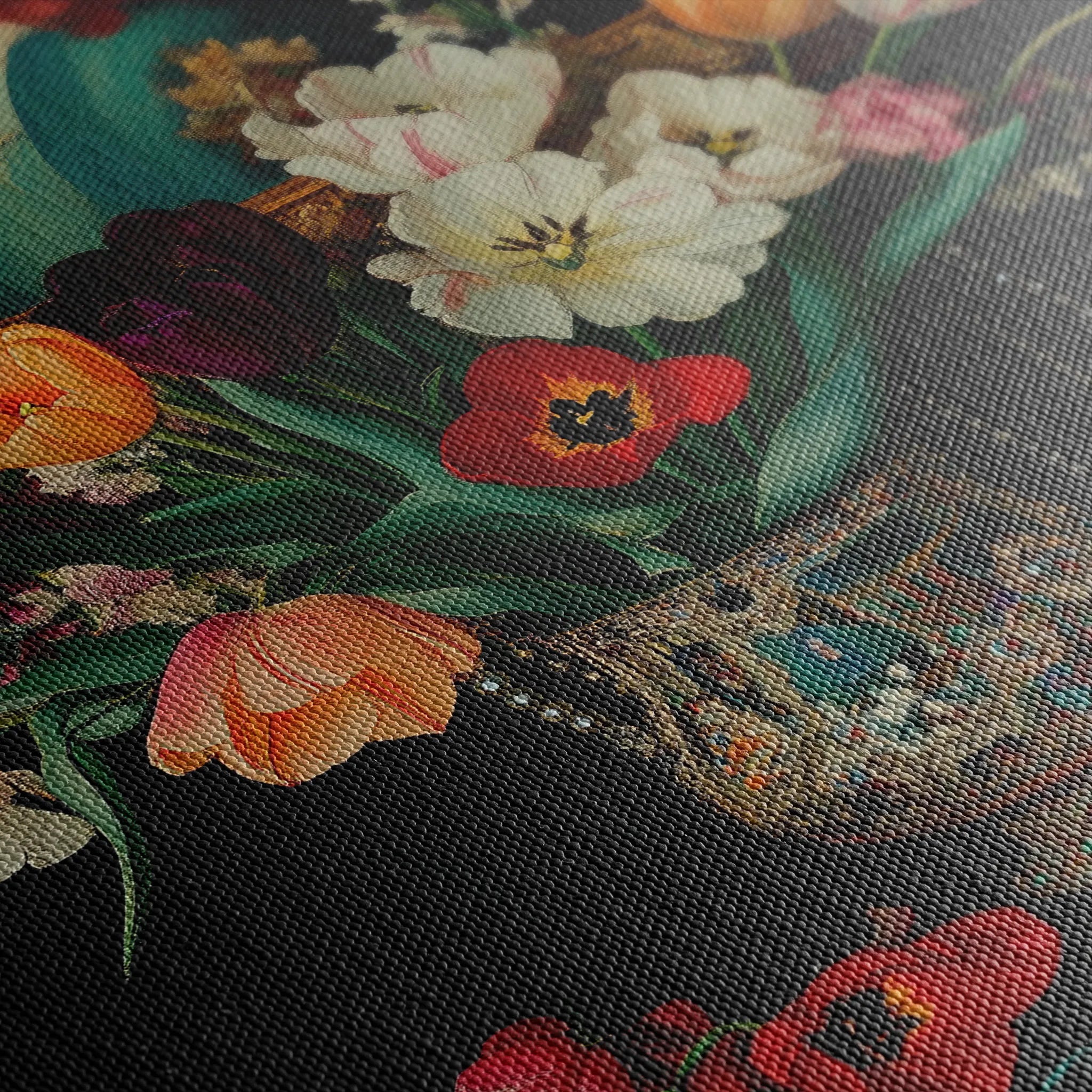 Floral 1096 Canvas Art 18" x 24" / 45 x 60 cm / Black
