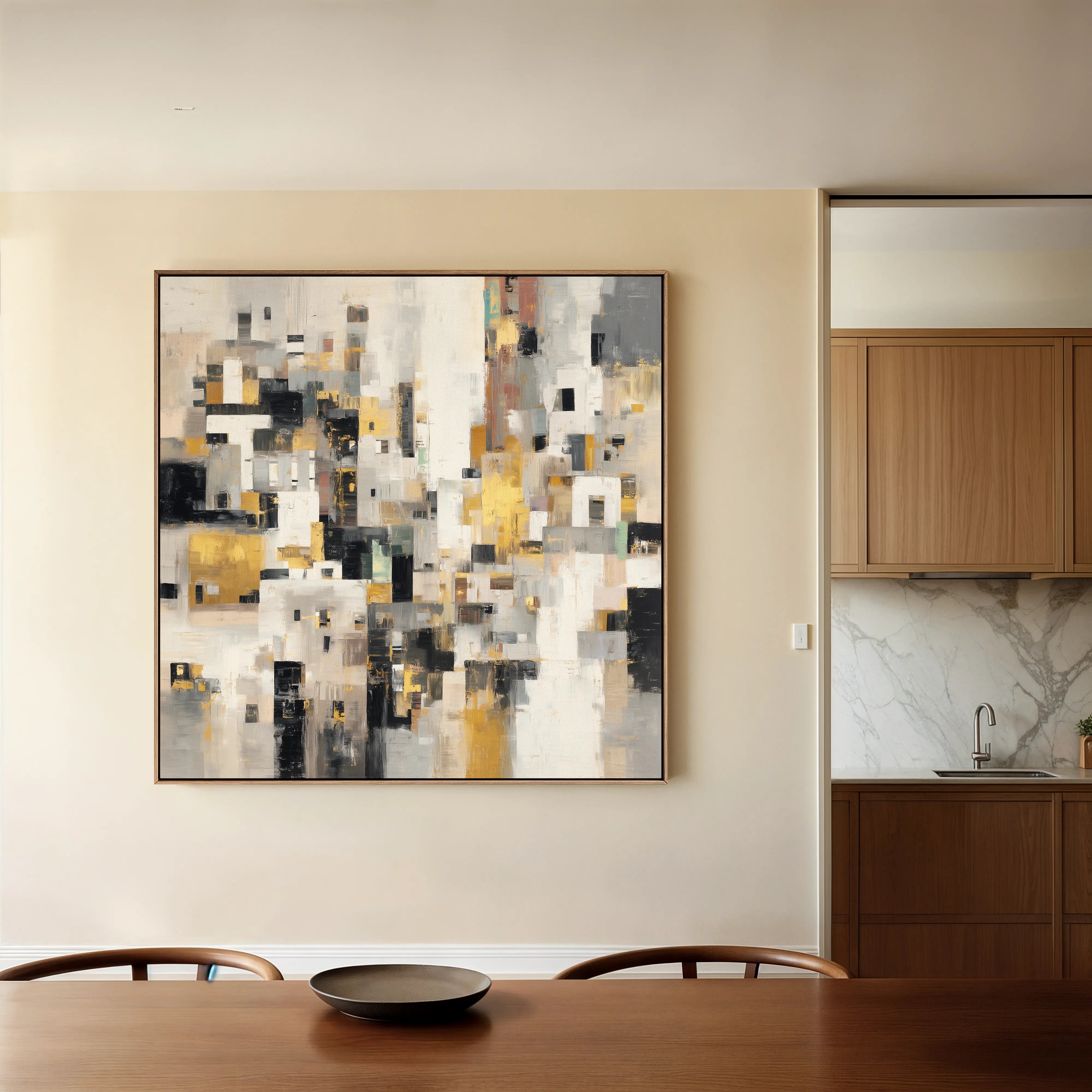 Abstract 1097 Canvas Art 16" x 16" / 40 x 40 cm / Black