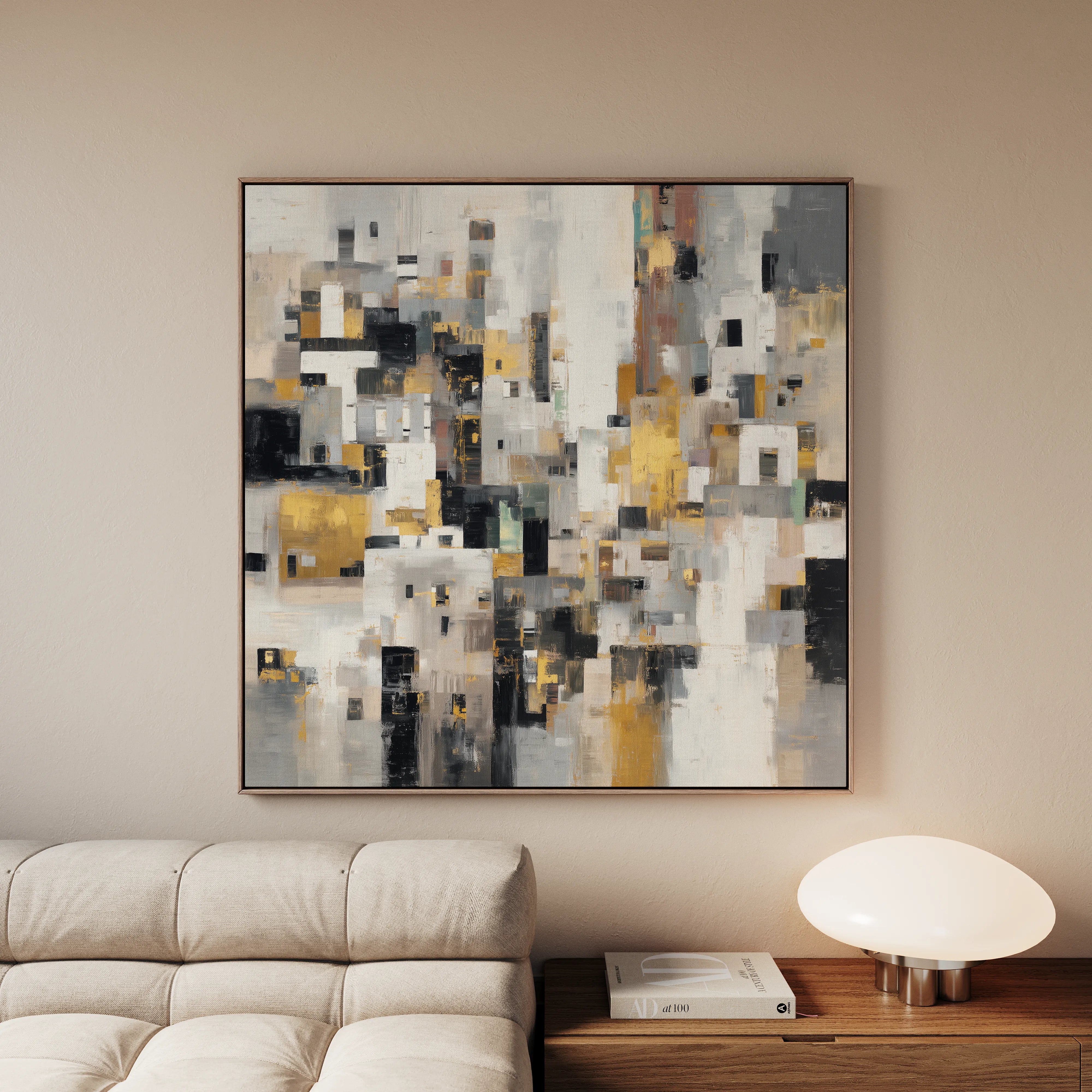 Abstract 1097 Canvas Art 16" x 16" / 40 x 40 cm / Black