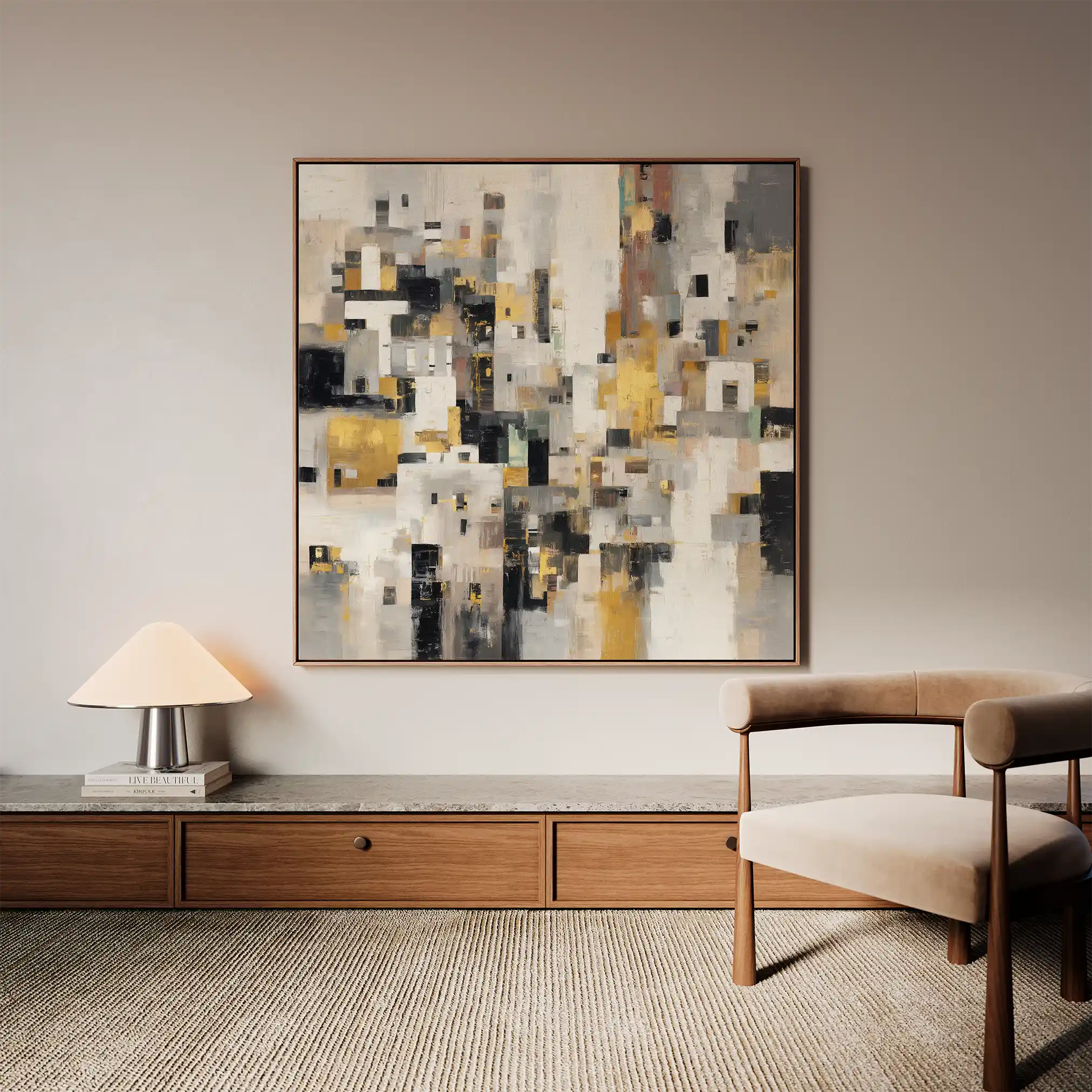 Abstract 1097 Canvas Art 60 x 60 cm / Black
