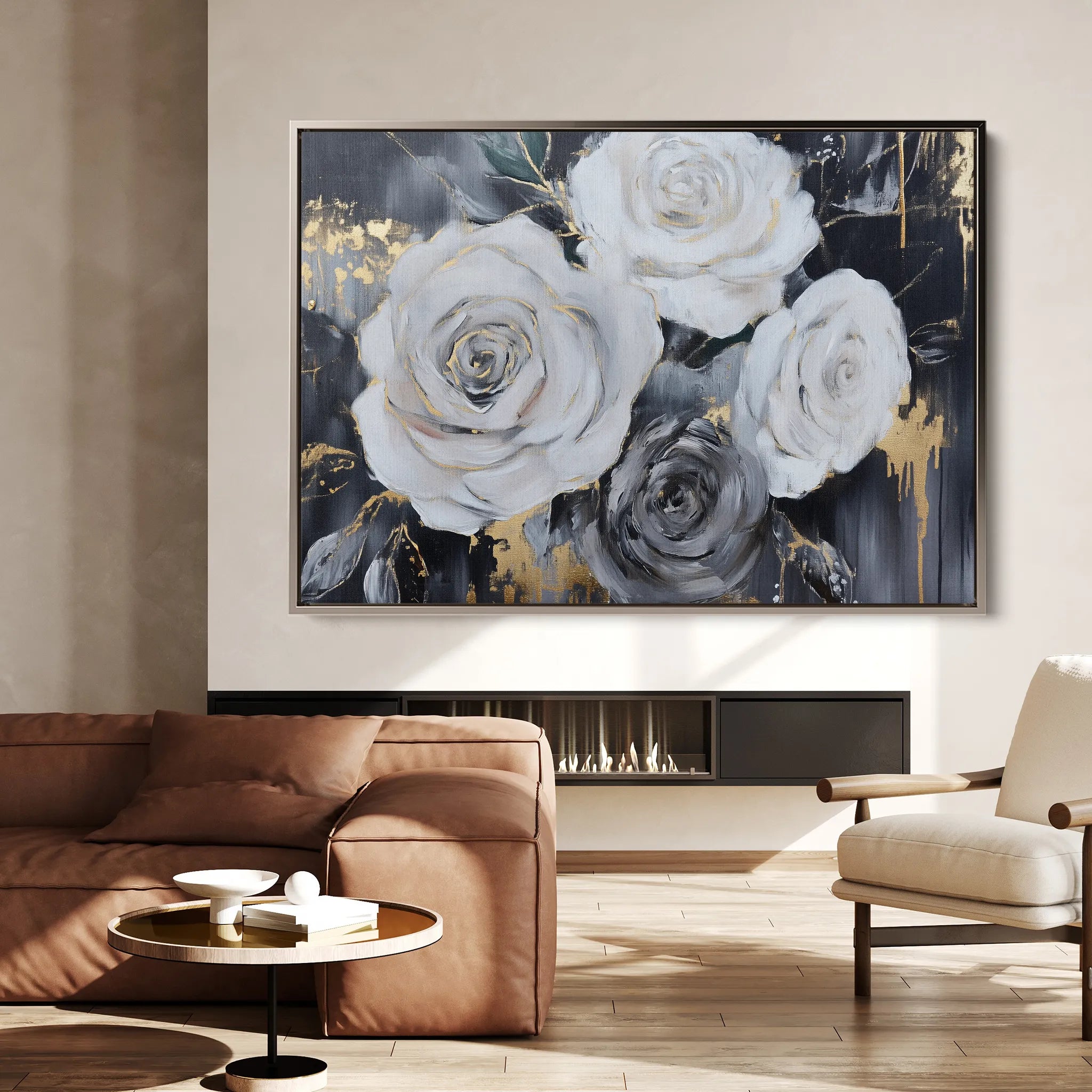 Floral 1097 Canvas Art 18" x 24" / 45 x 60 cm / Black