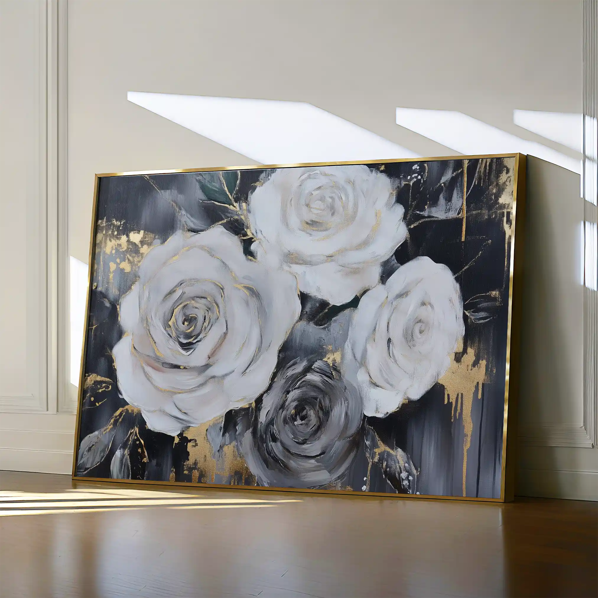 Floral 1097 Canvas Art 18" x 24" / 45 x 60 cm / Black