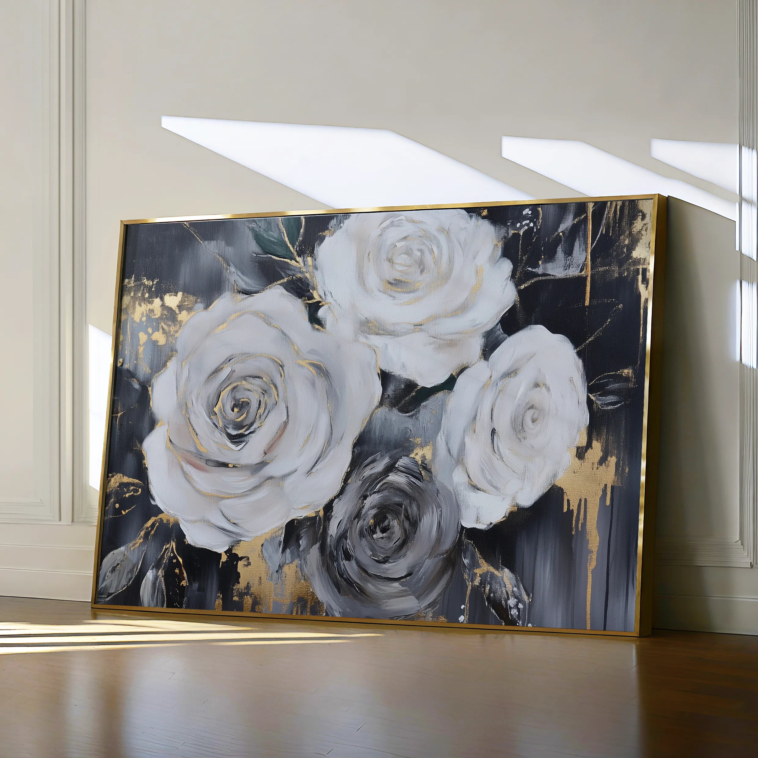 Floral 1097 Canvas Art 18" x 24" / 45 x 60 cm / Black