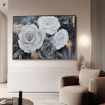 Floral 1097 Canvas Art 18" x 24" / 45 x 60 cm / Black