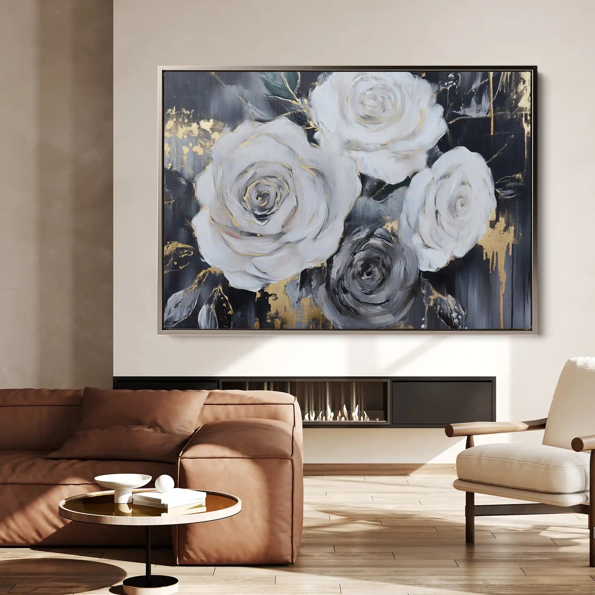 Floral 1097 Canvas Art 18" x 24" / 45 x 60 cm / Black